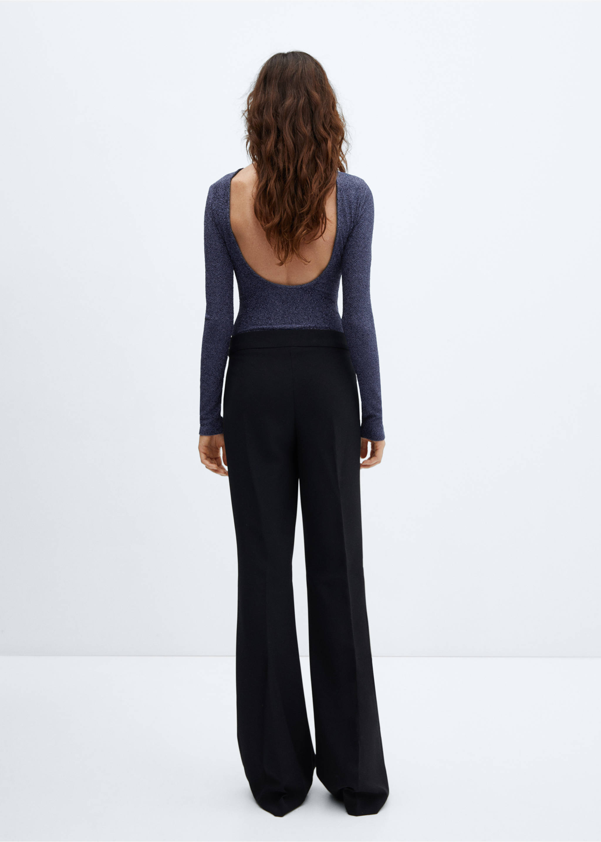 Open-back lurex bodysuit - Reverse of the article, Blue. Ref: 57089104-00.