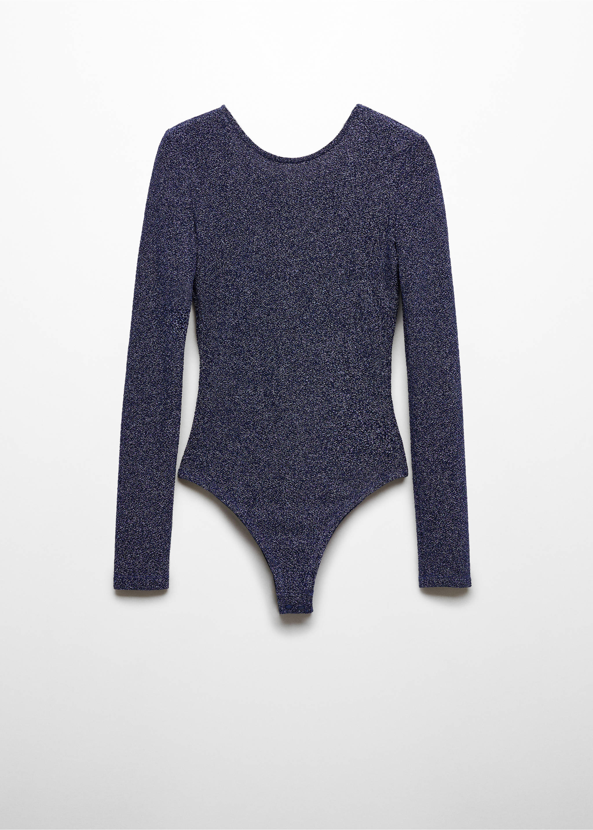 Open-back lurex bodysuit - Article without model, Blue. Ref: 57089104-00.