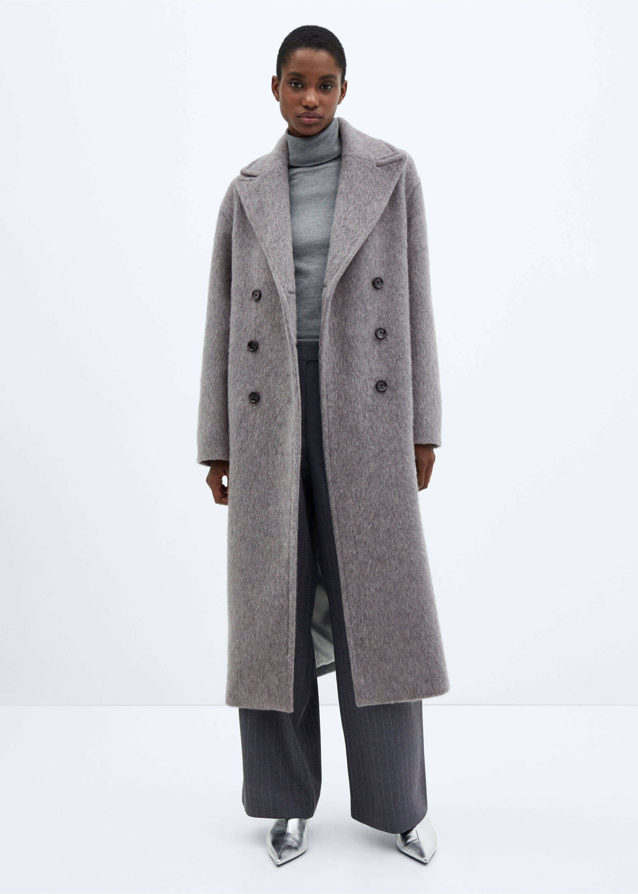 Double-breasted wool coat - General plane, Light Heather Grey. Ref: 57089114-00.