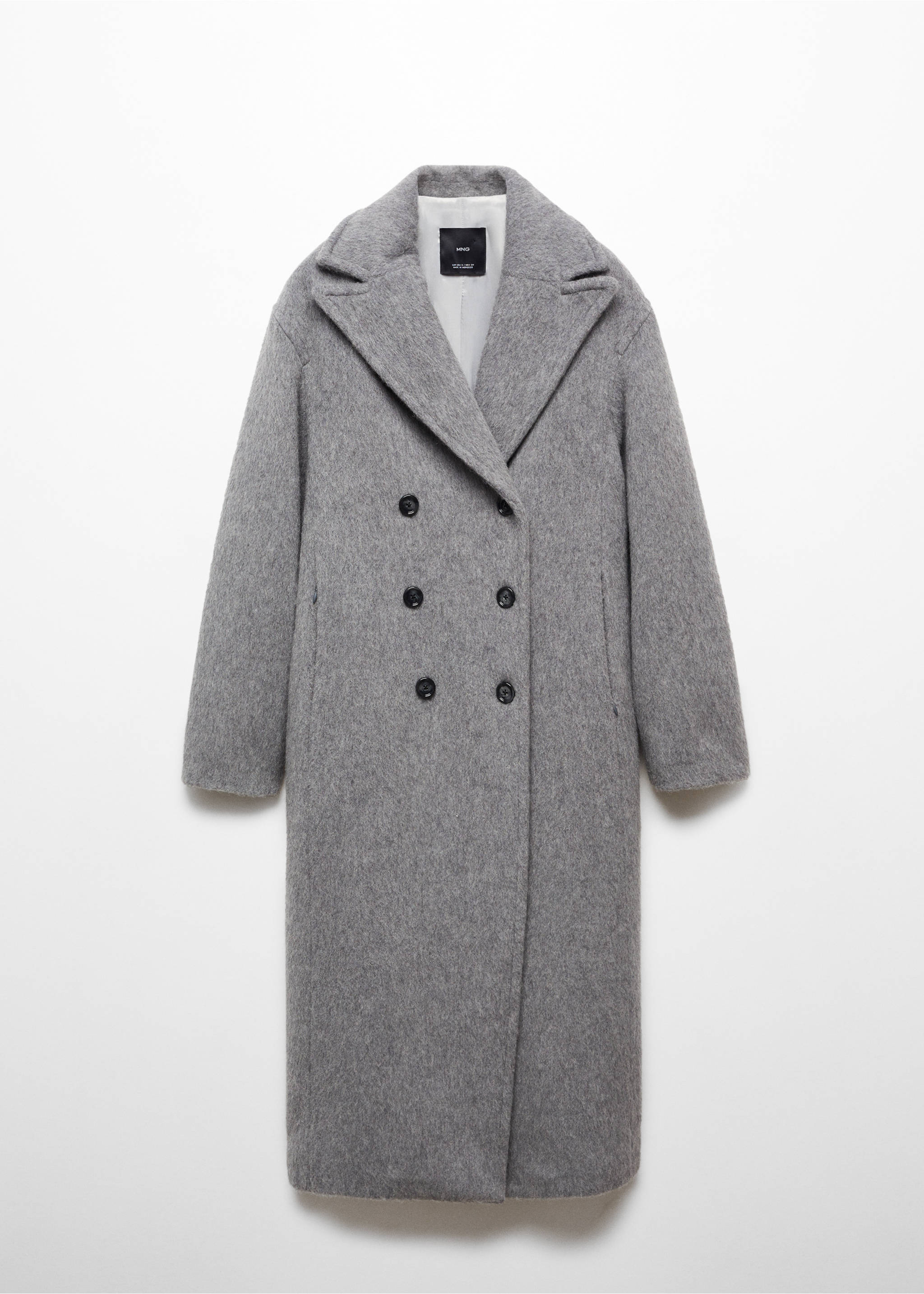 Double-breasted wool coat - Article without model, Light Heather Grey. Ref: 57089114-00.