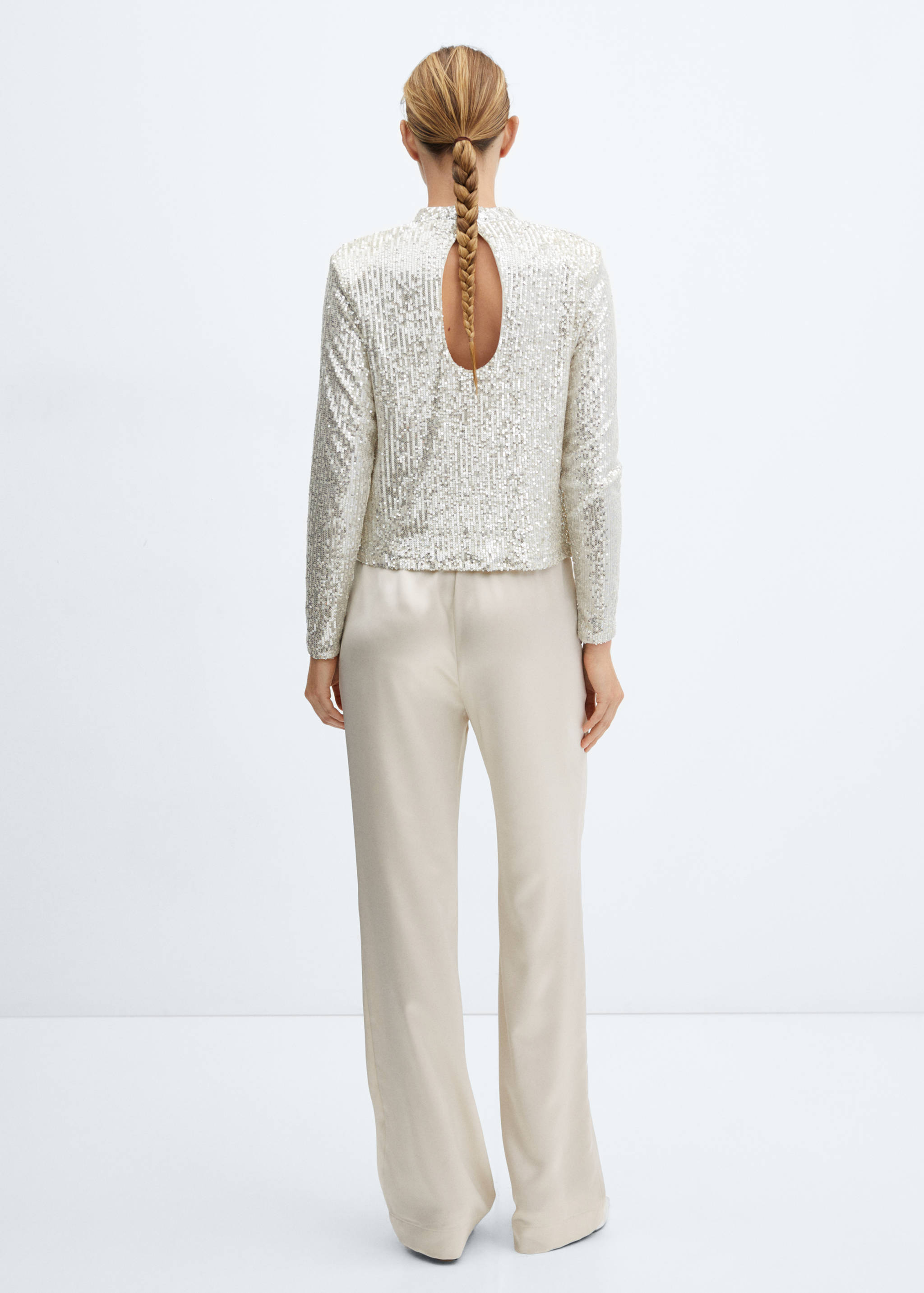 Satijnen broek met elastische tailleband - Achterkant van het artikel