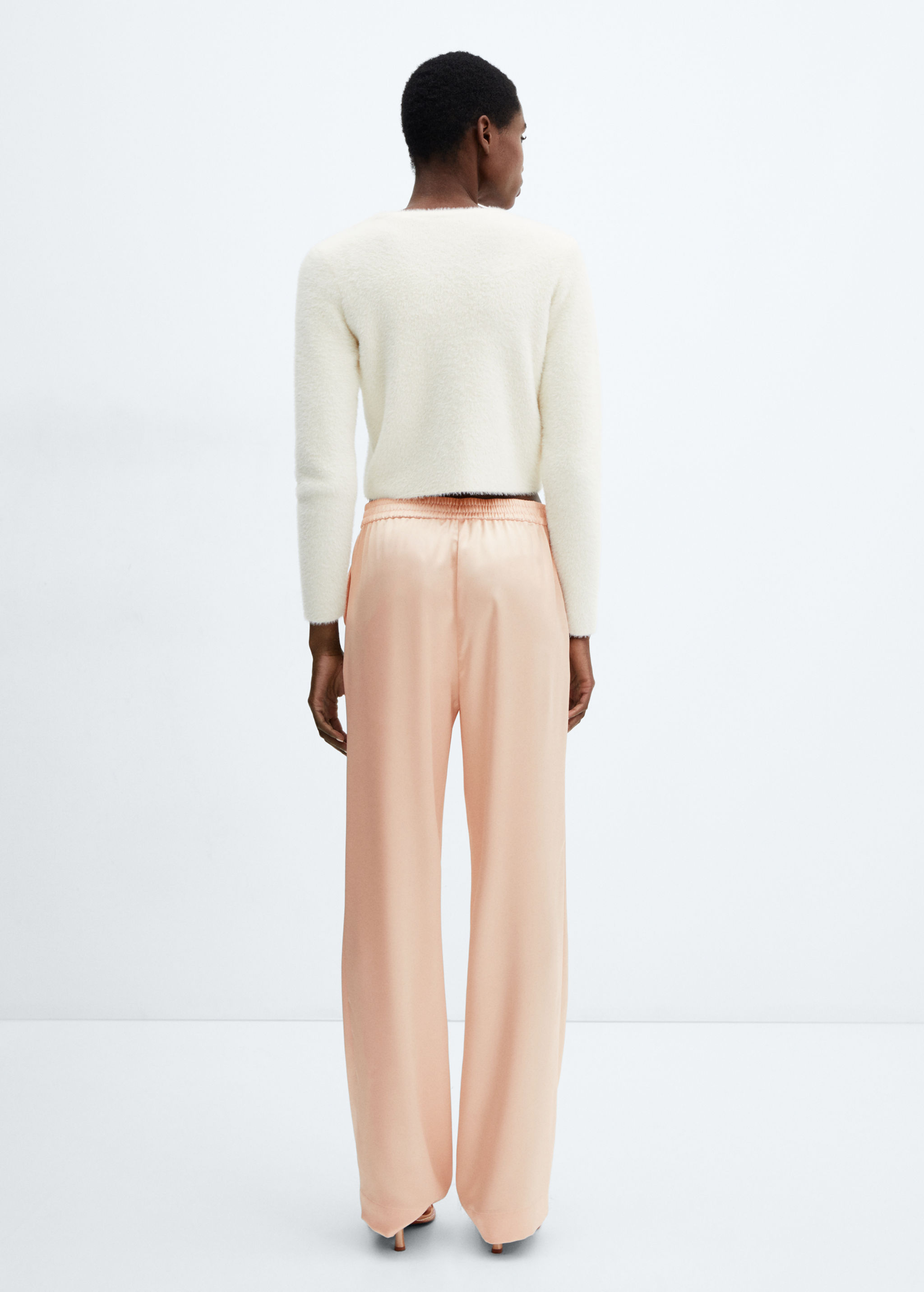 Satin trousers with elastic waist - Reverse of the article