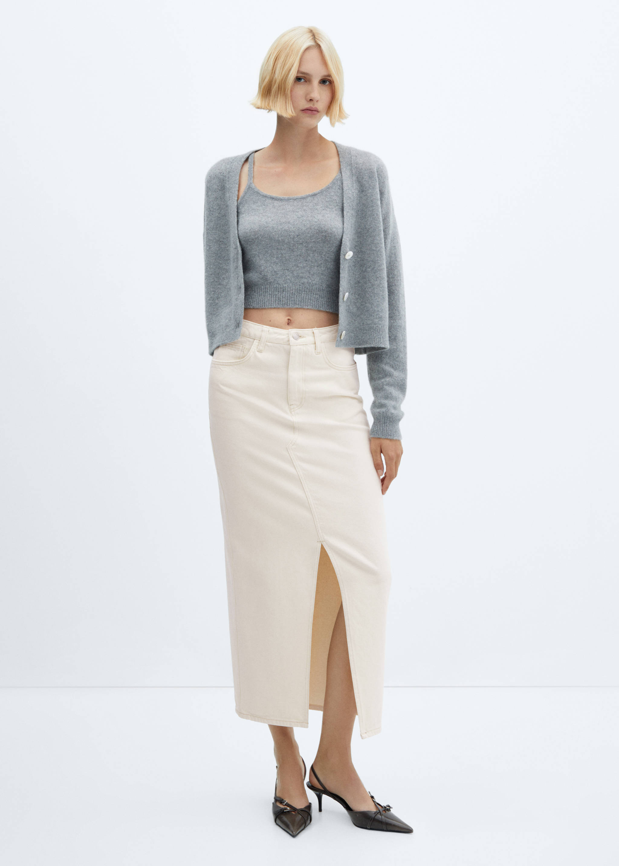 Slit denim skirt - General plane