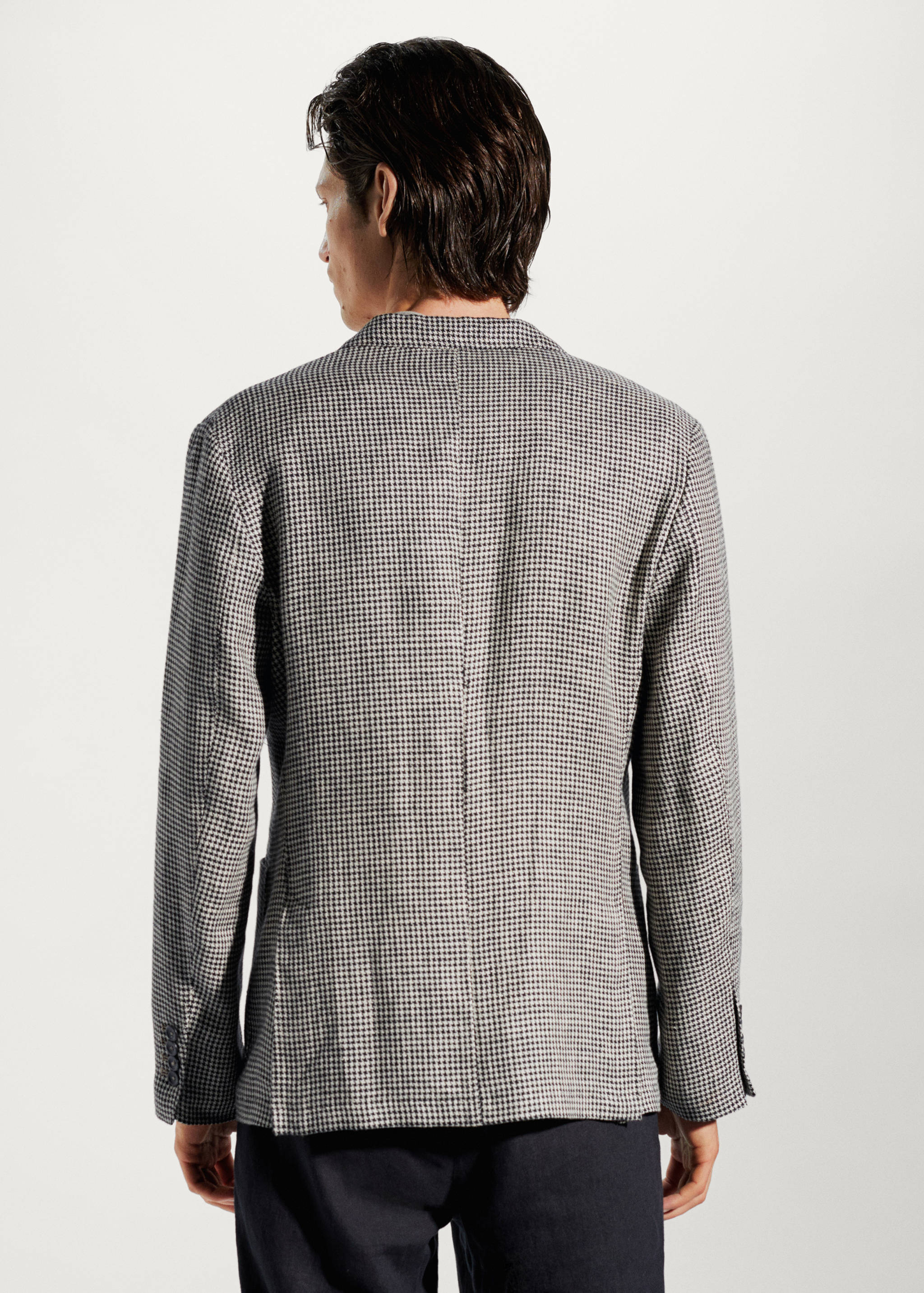 100% linen micro-houndstooth jacket - Reverse of the article