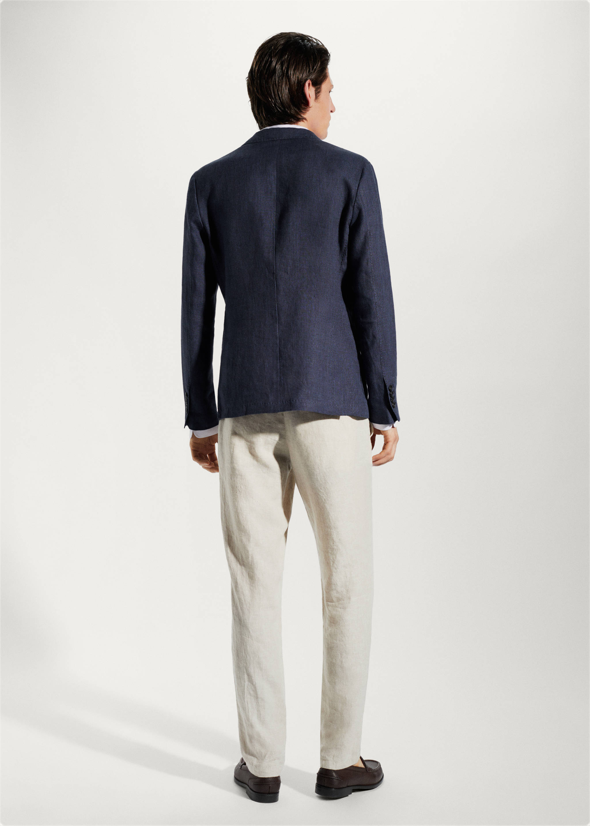 100% linen micro-houndstooth jacket - Reverse of the article