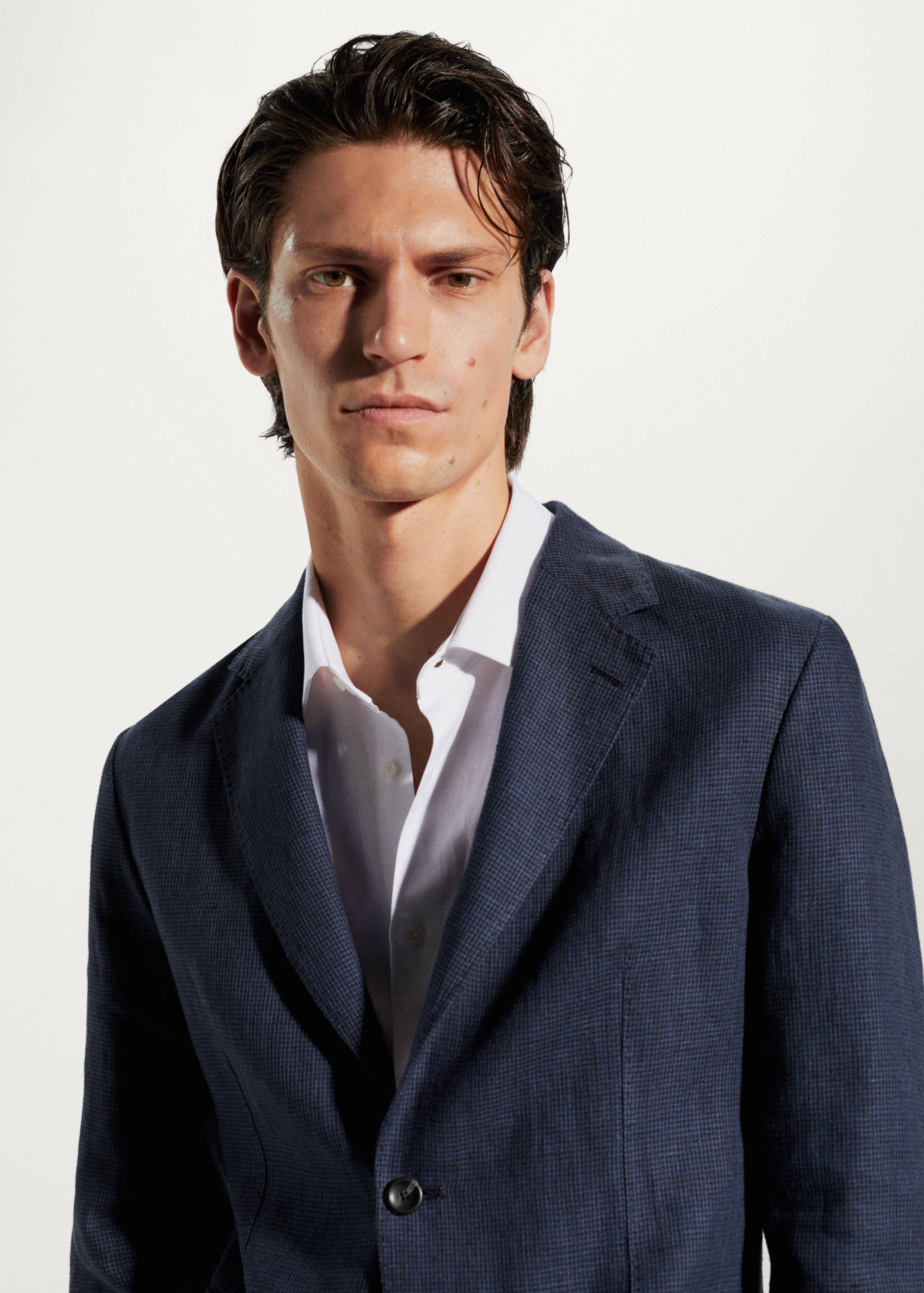 100% linen micro-houndstooth jacket - Details of the article 1