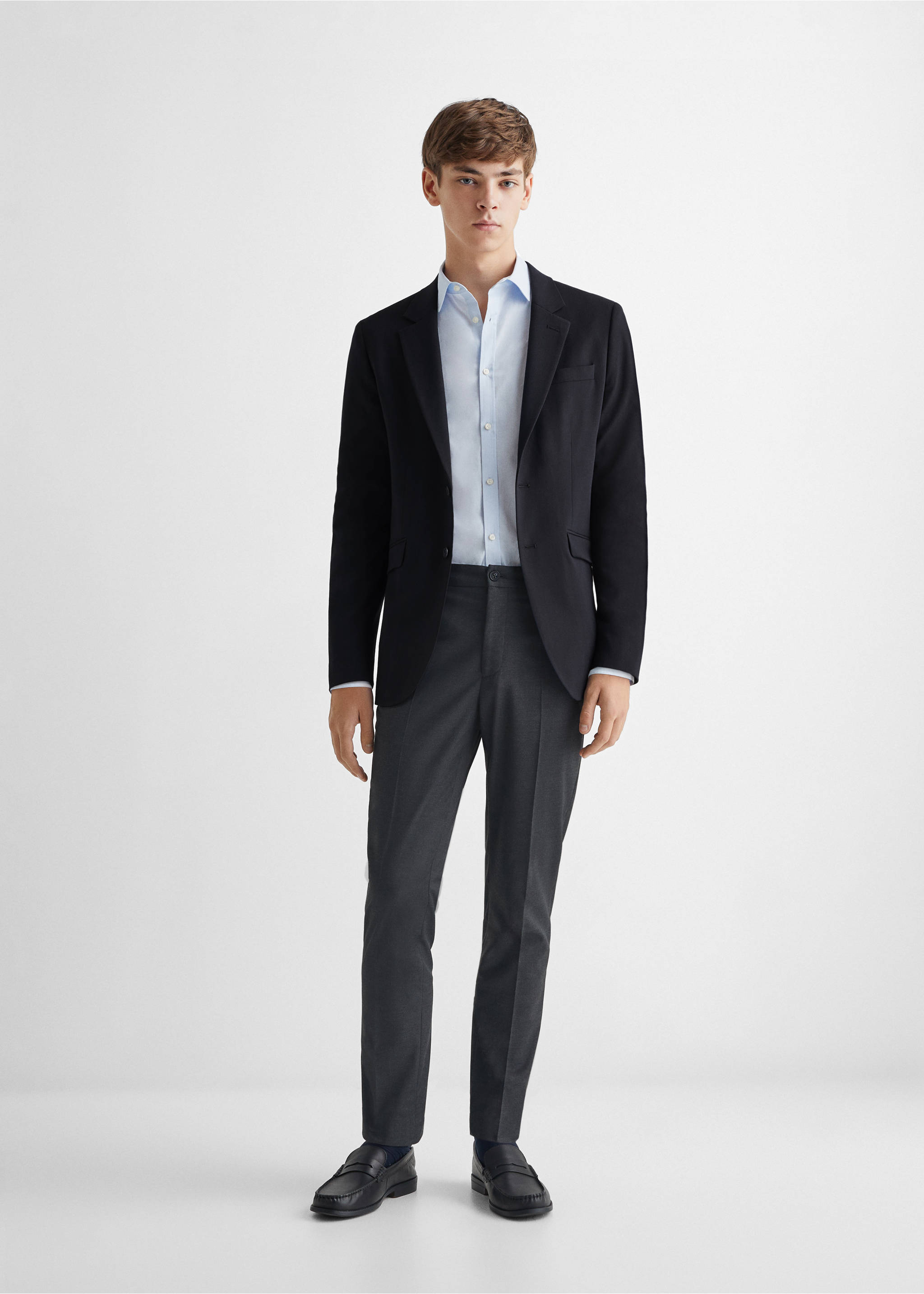 Textured regular fit suit blazer - General plane, Dark Navy. Ref: 57092518-00.