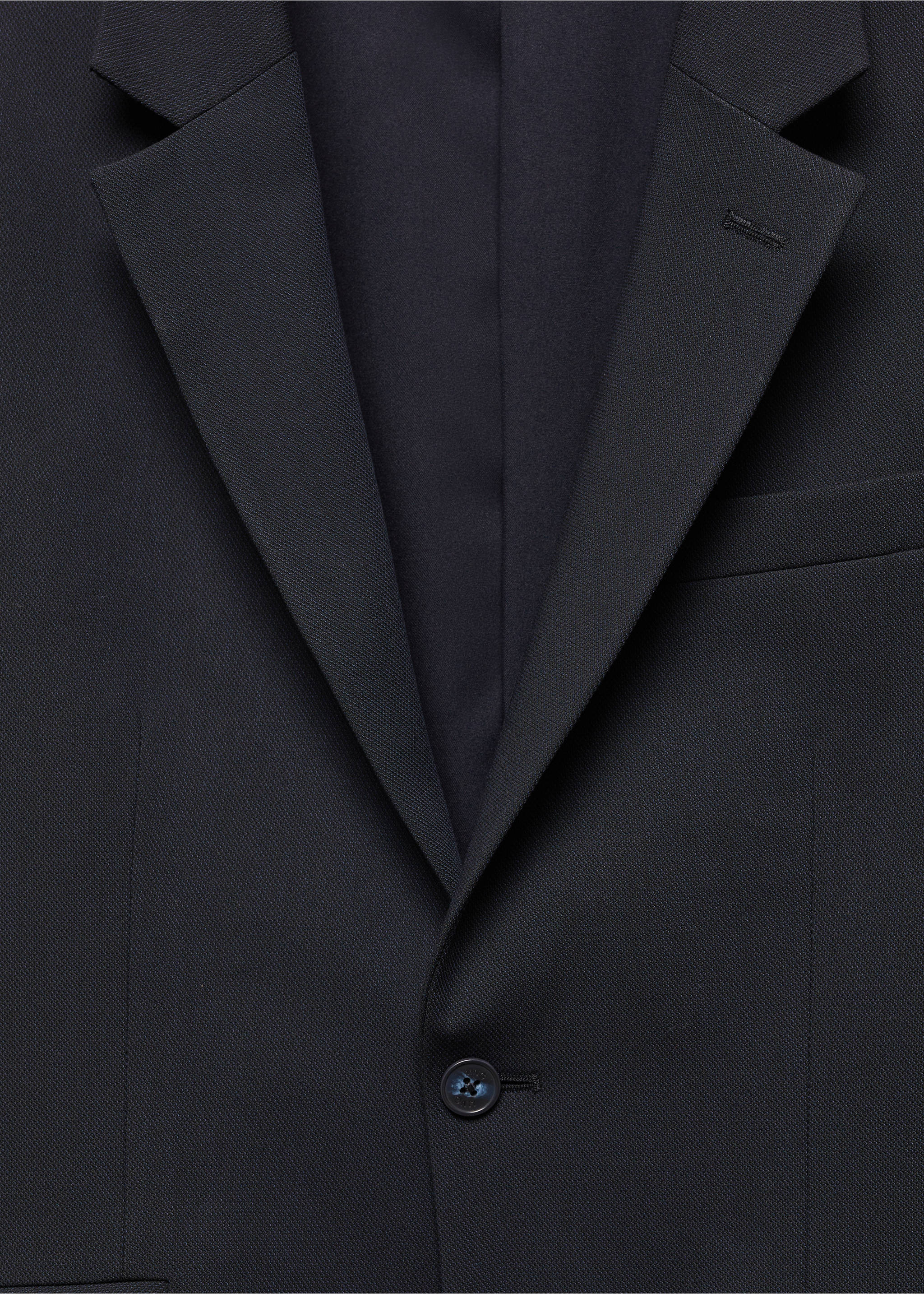 Textured regular fit suit blazer - Details of the article 8, Dark Navy. Ref: 57092518-00.