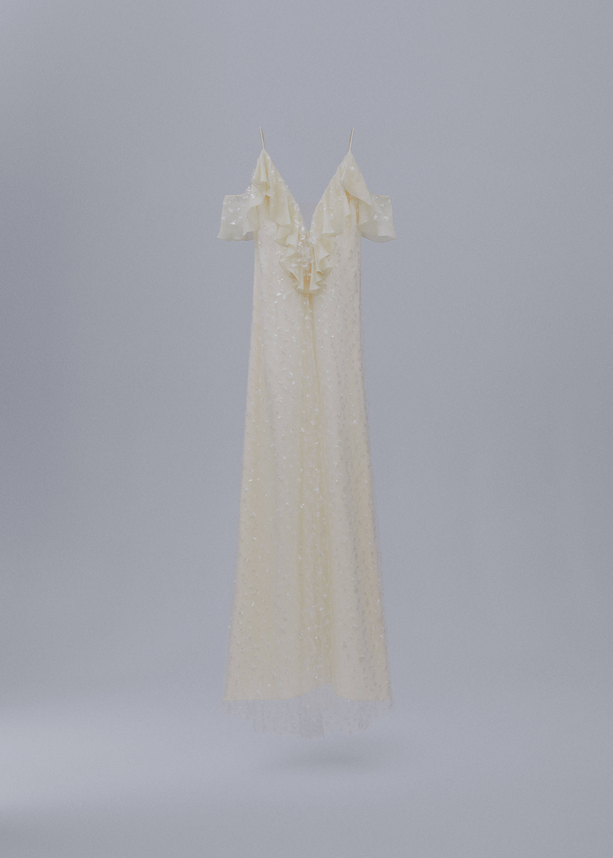 Chiffon jurk met ruches - Artikel zonder model