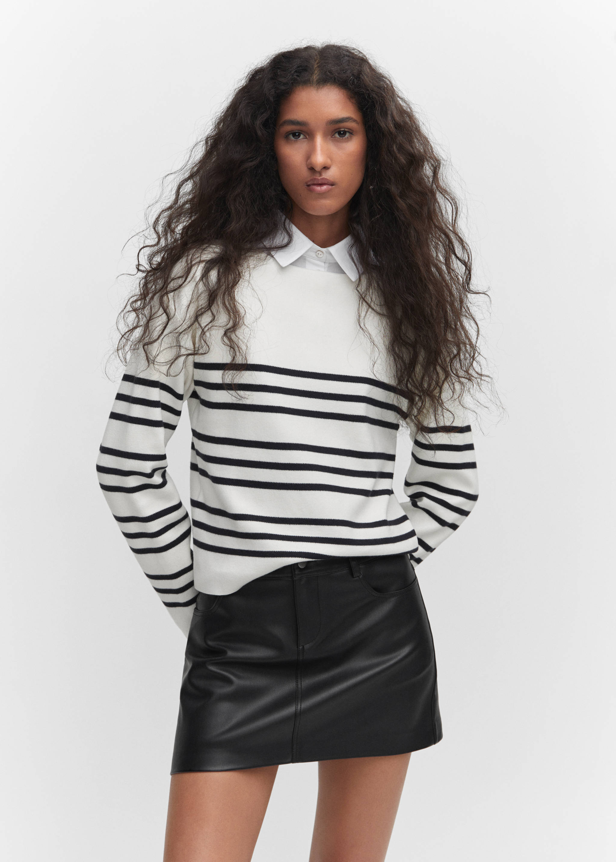 Strickpullover mit Bateau-Ausschnitt - Mittlere Ansicht