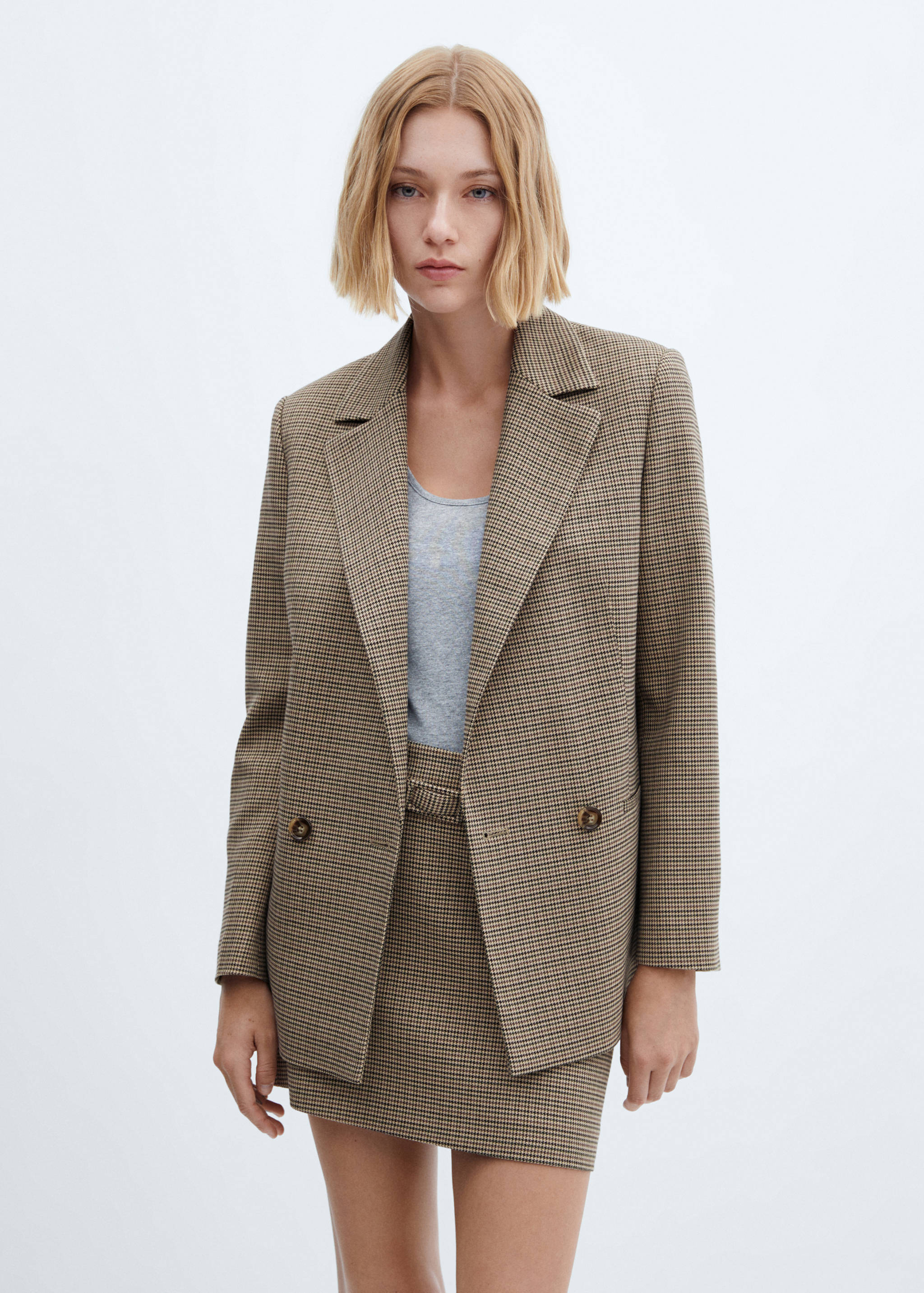 Double-breasted blazer with button - Medium plane