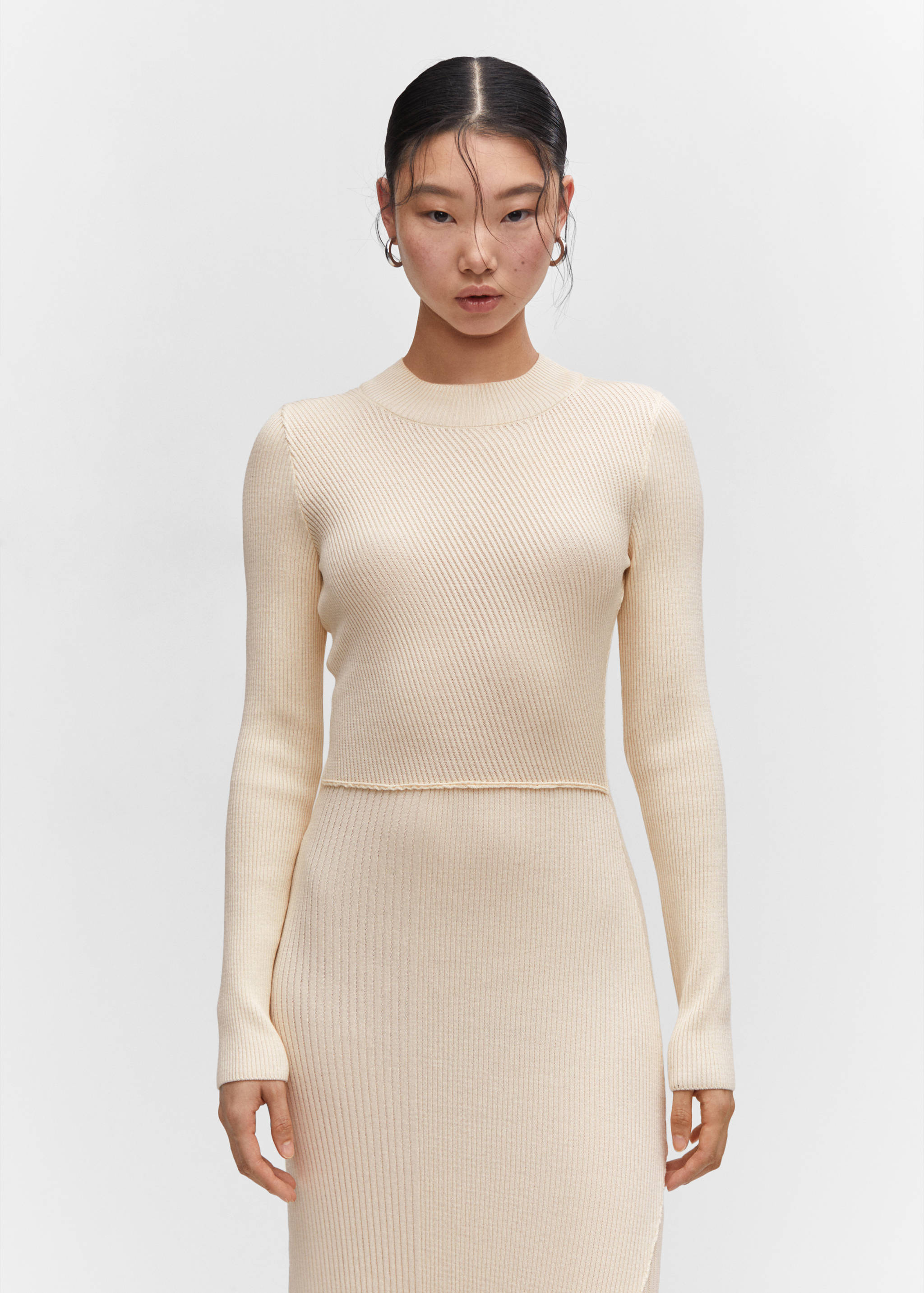 Knitted dress with stitching detail - Women | MANGO OUTLET Estonia
