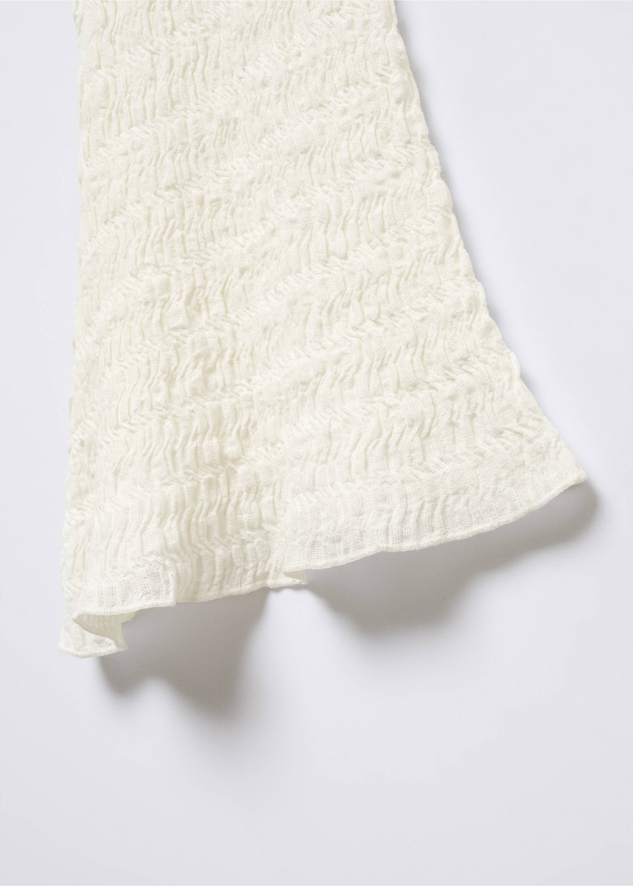 Flared textured trousers - Details of the article 8, Ecru. Ref: 57094013-00.