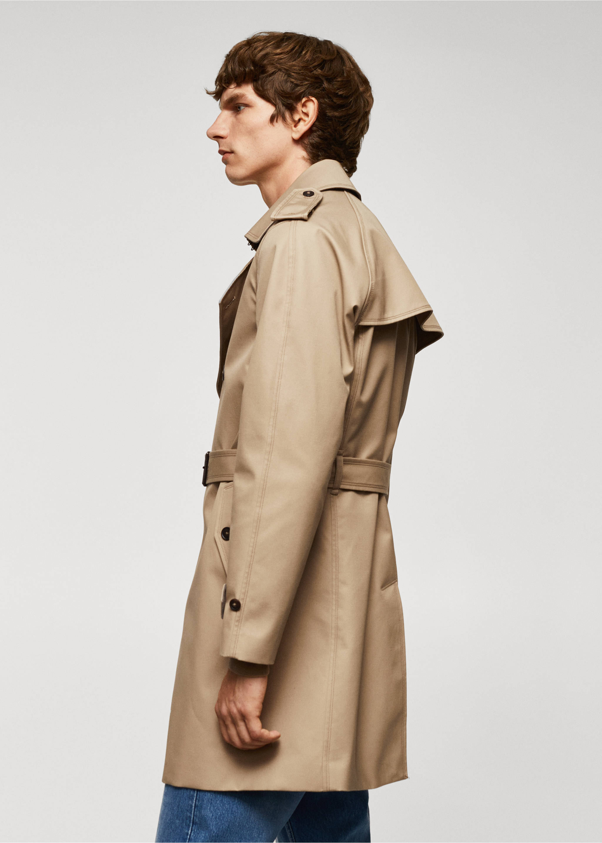 Classic water-repellent trench coat - Details of the article 2, Medium Brown. Ref: 57094384-00.