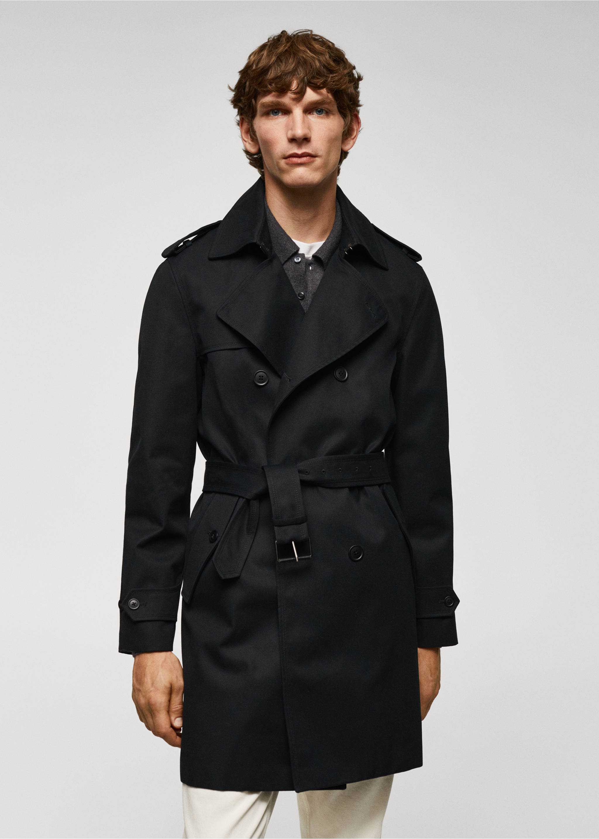 Classic water-repellent trench coat - Medium plane, Black. Ref: 57094384-00.