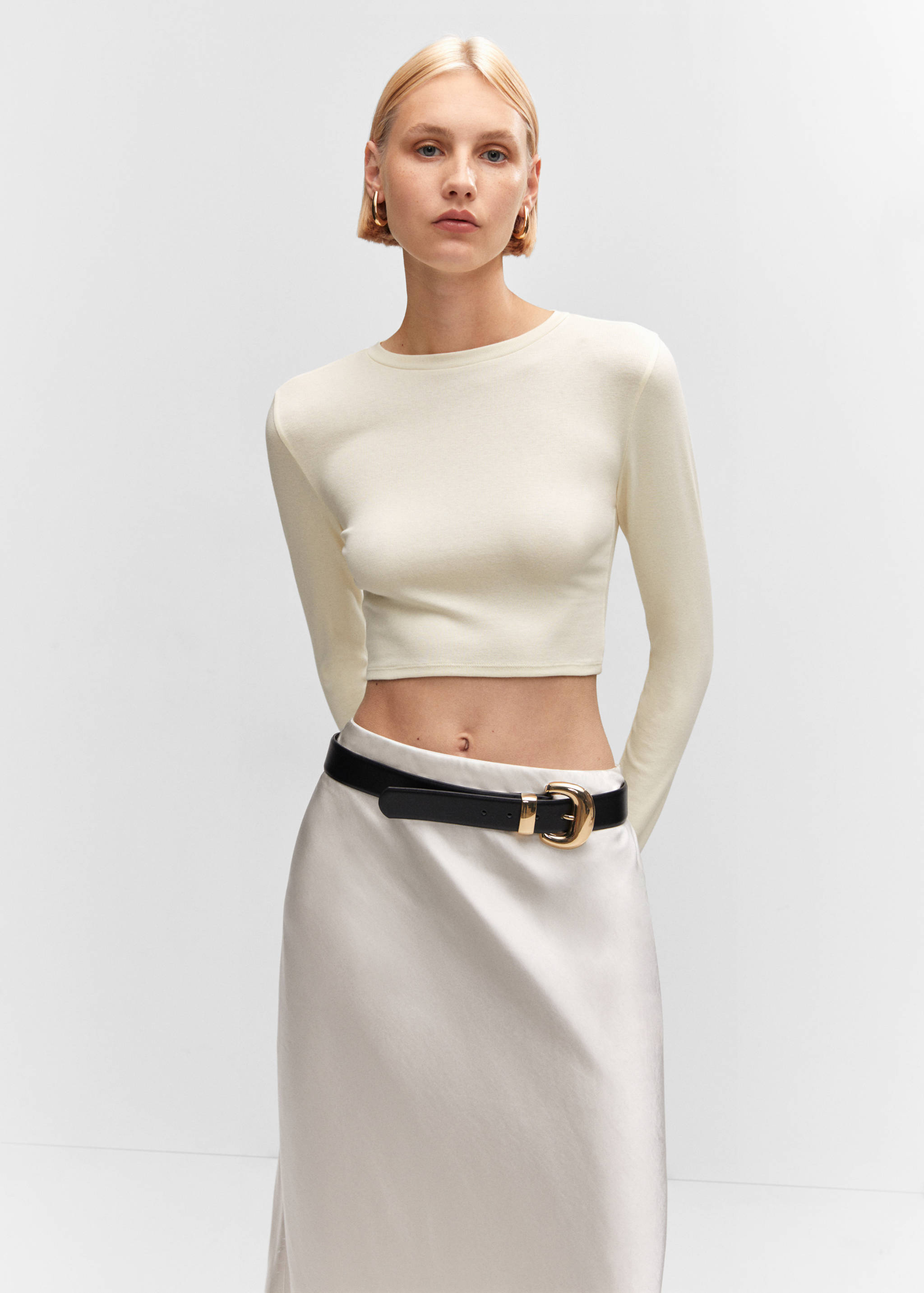 Cropped modal t-shirt - Medium plane