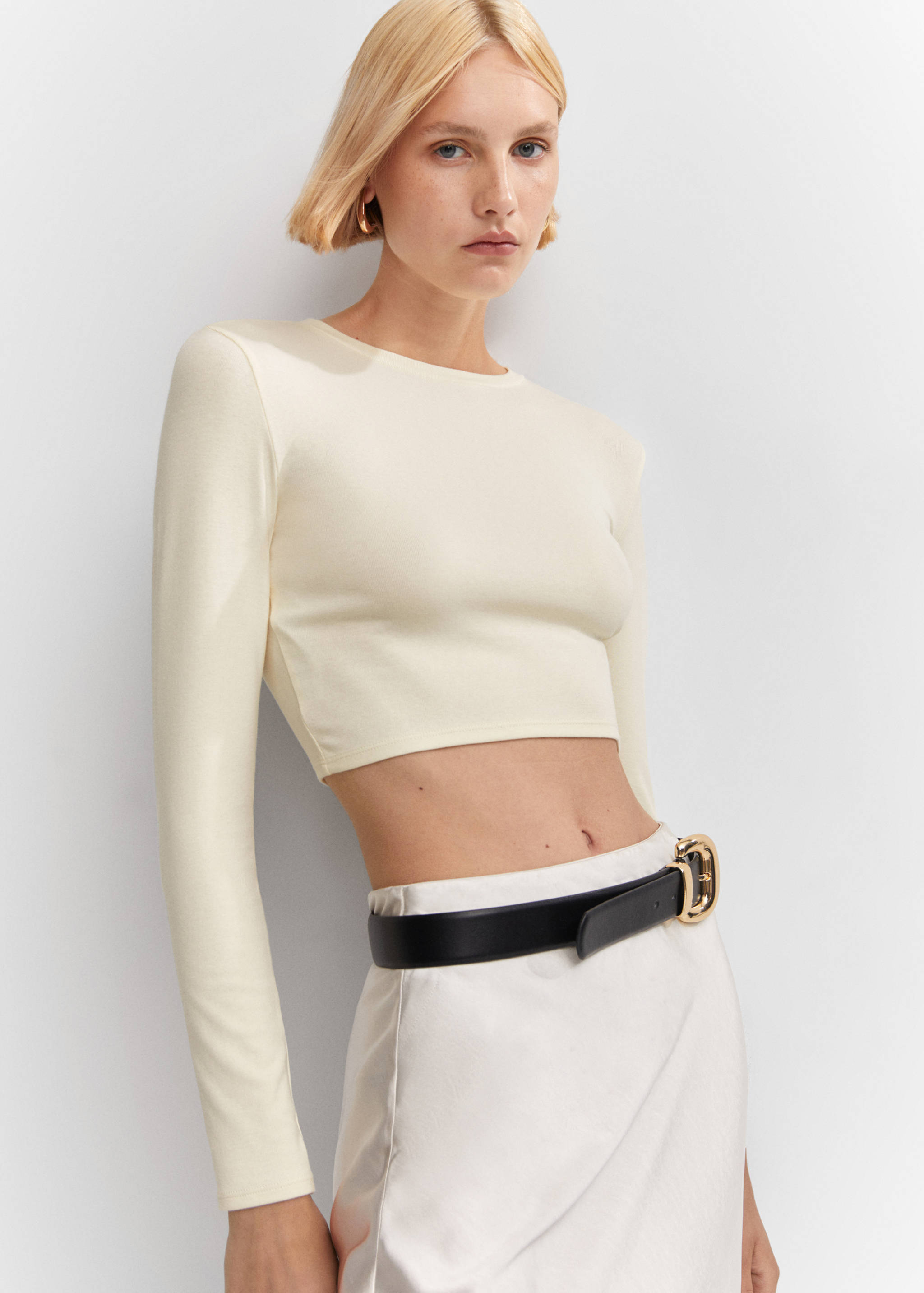 Cropped modal t-shirt - Details of the article 2
