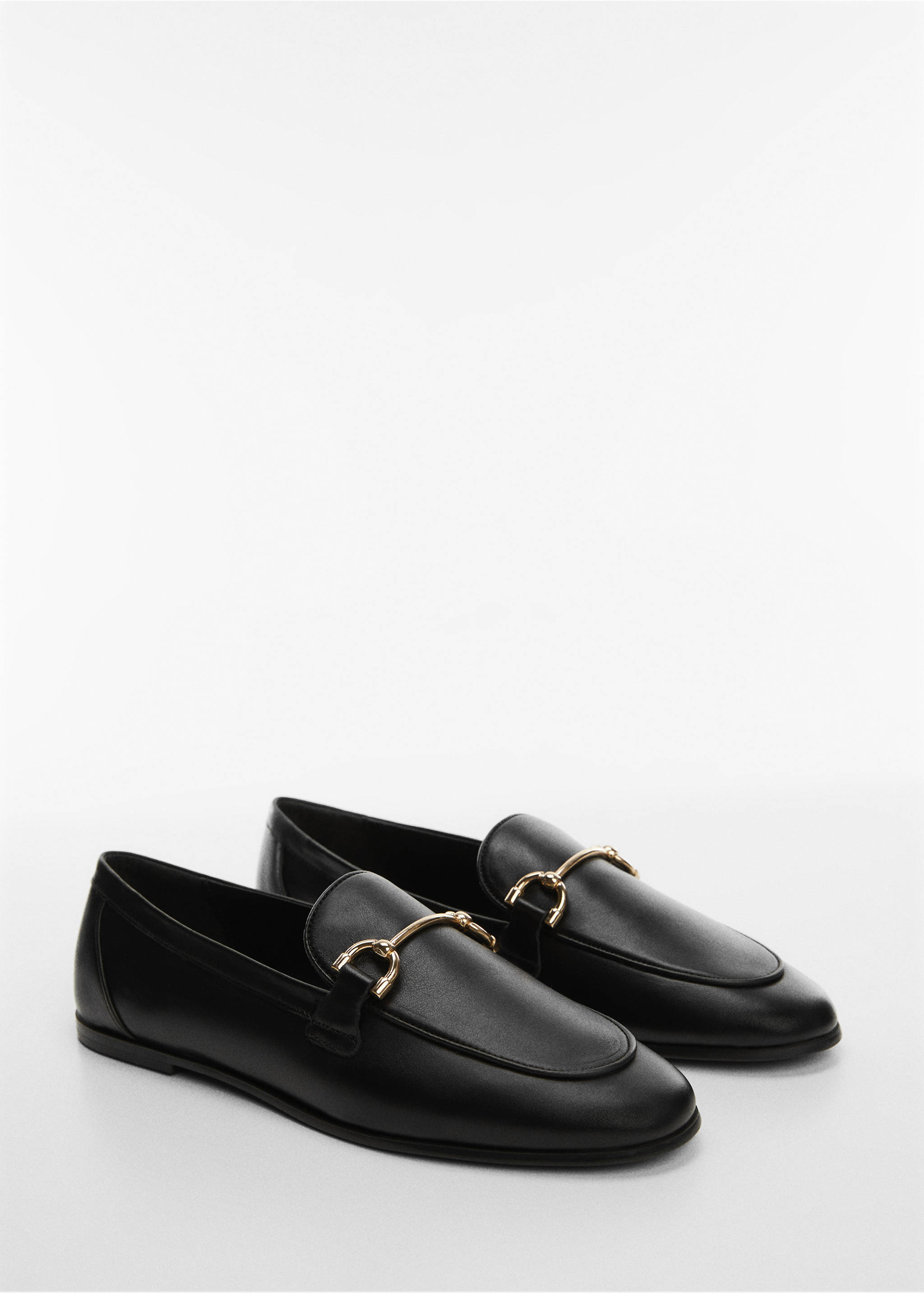 Leather loafers with metallic detail - Medium plane, Black. Ref: 57094424-00.
