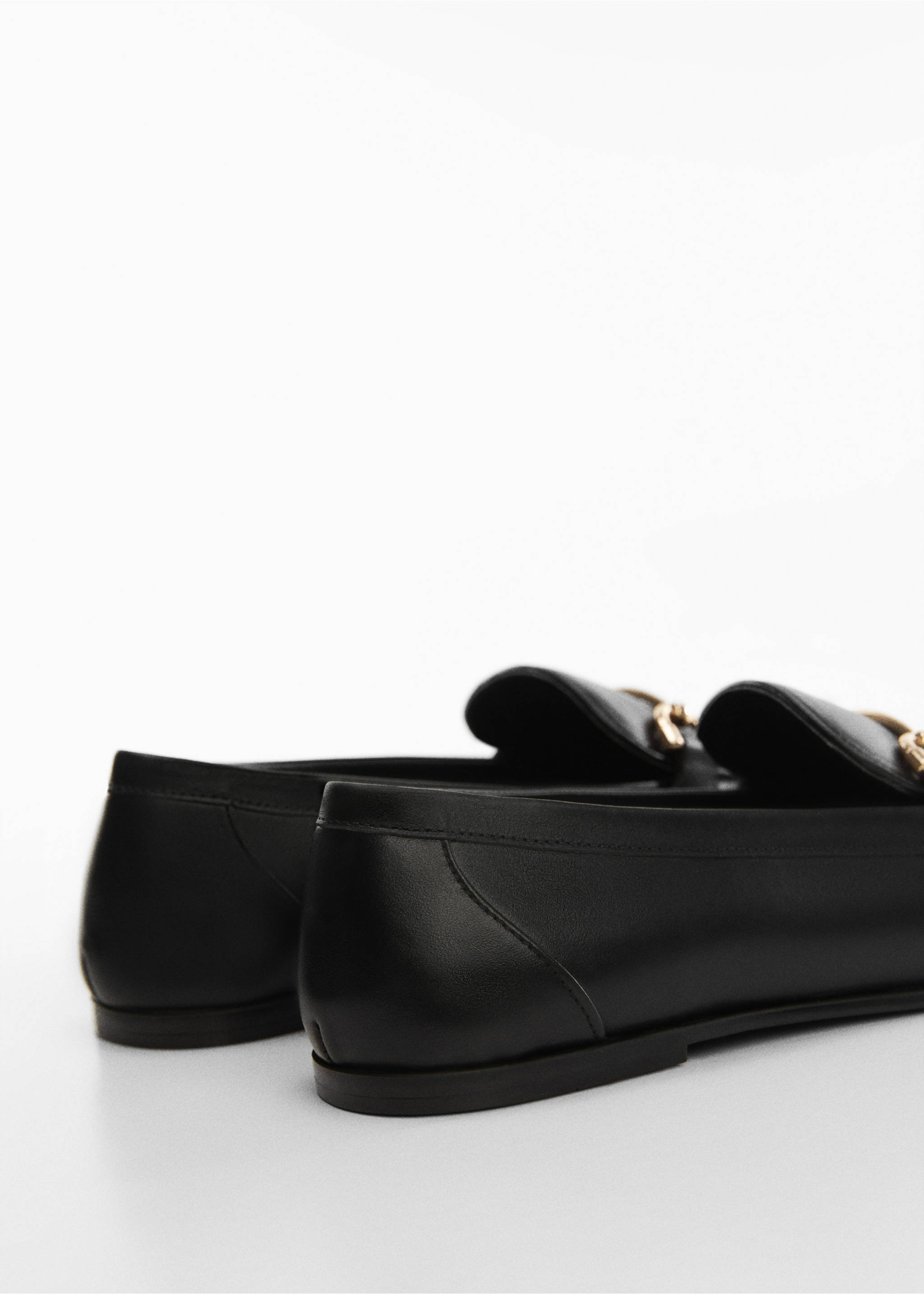 Leather loafers with metallic detail - Details of the article 1, Black. Ref: 57094424-00.