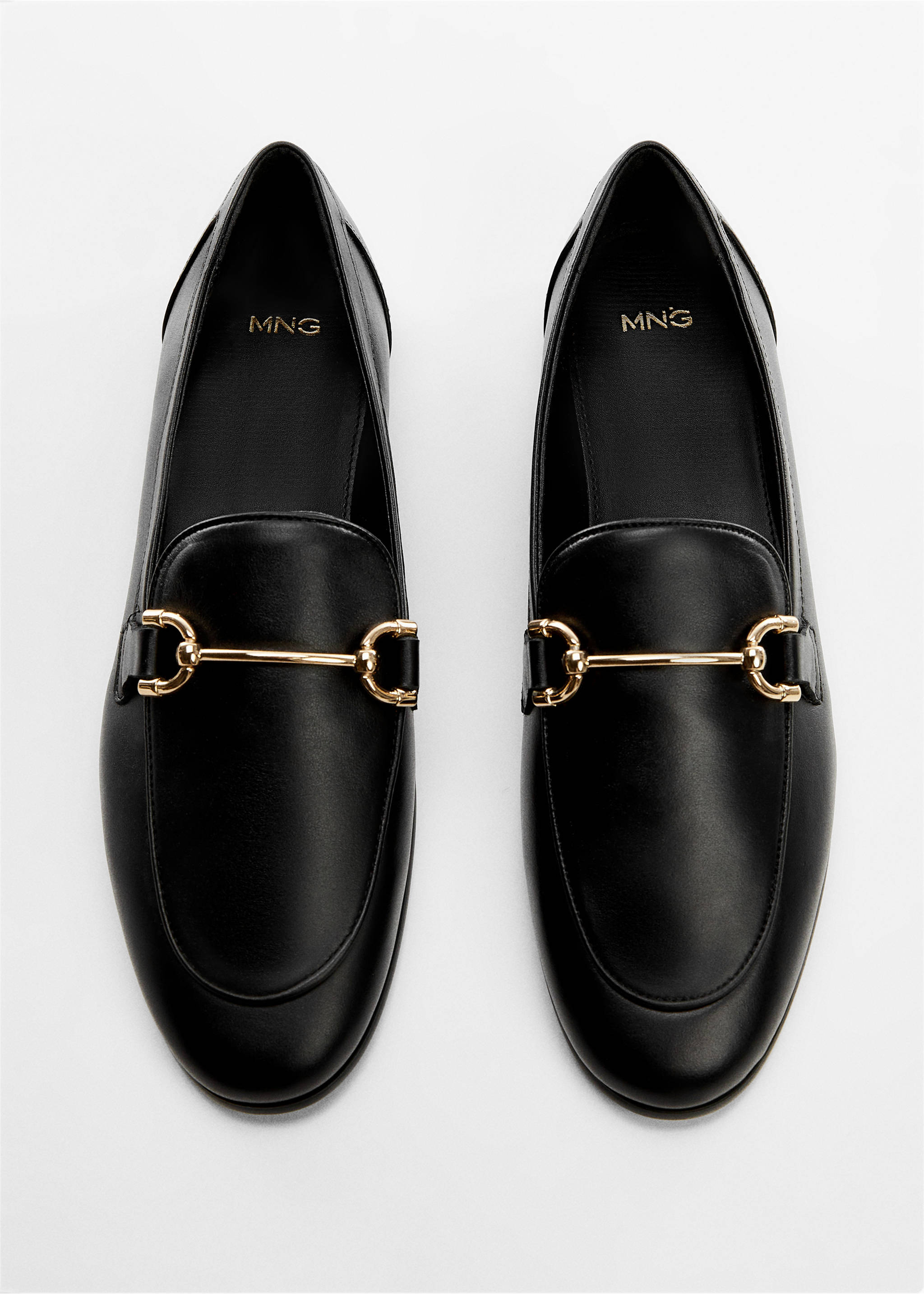 Leather loafers with metallic detail - Details of the article 5, Black. Ref: 57094424-00.