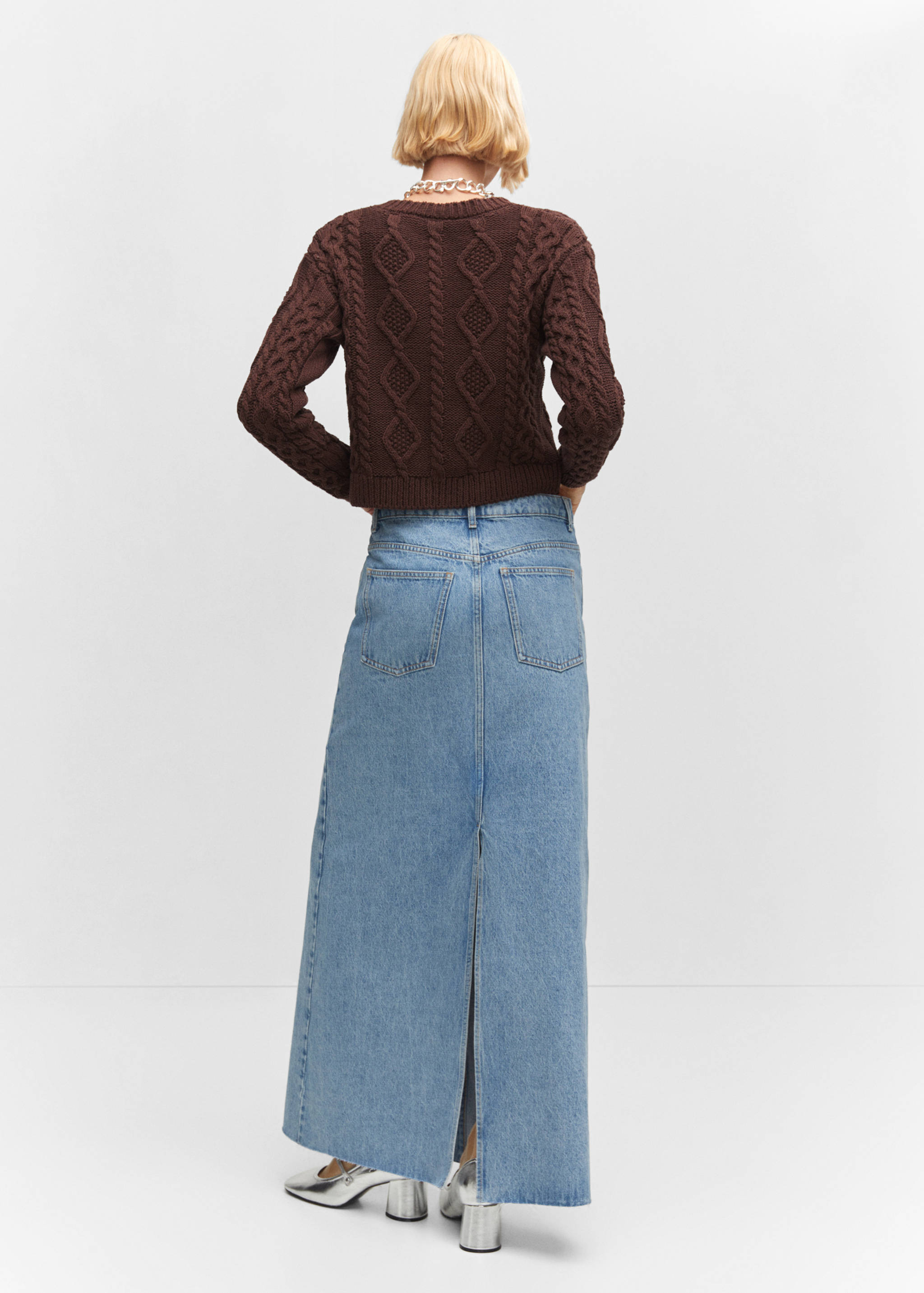 Cardigan mit Zopfmuster - Rückseite des Artikels