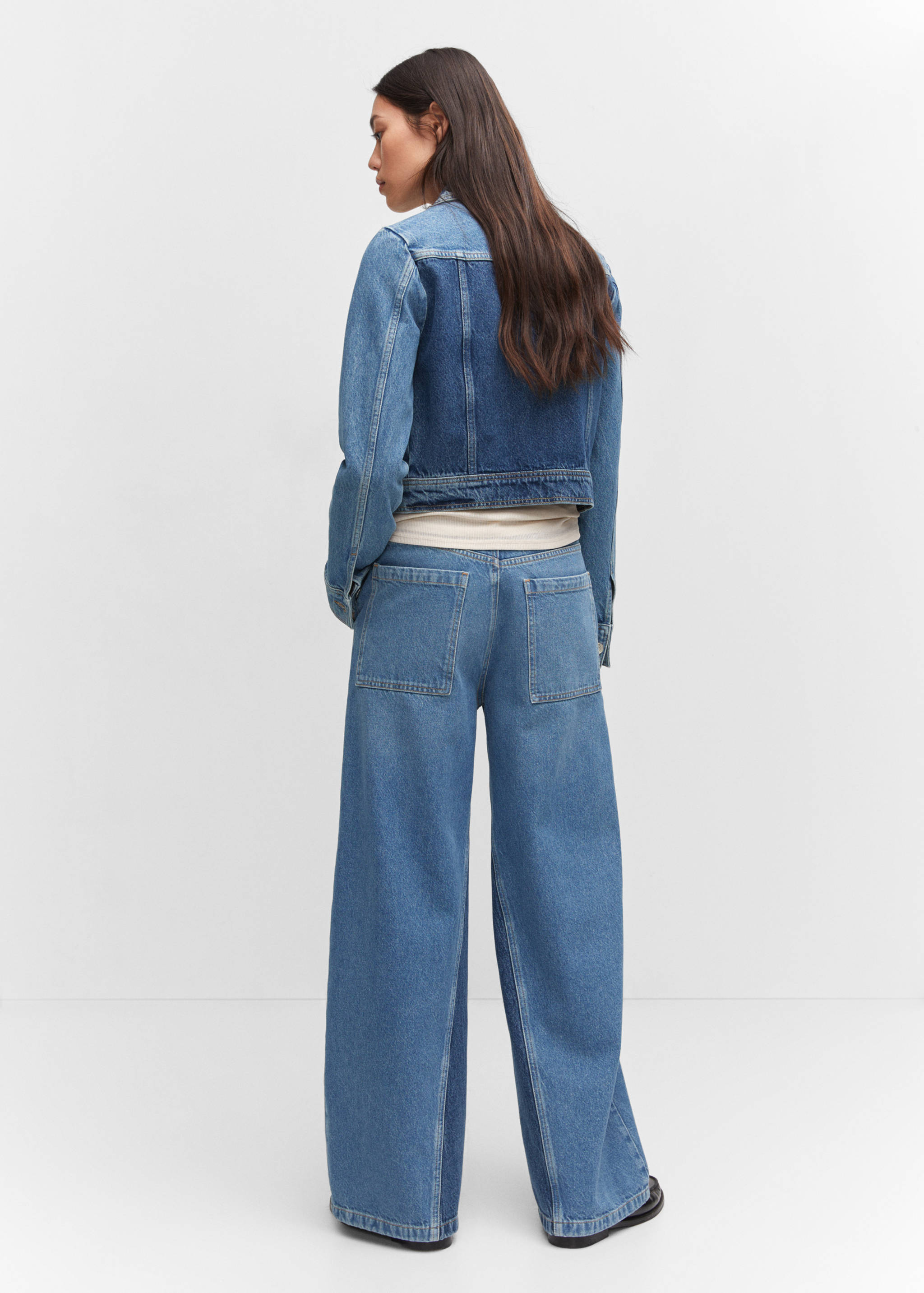 Two-tone wide leg jeans - Reverse of the article