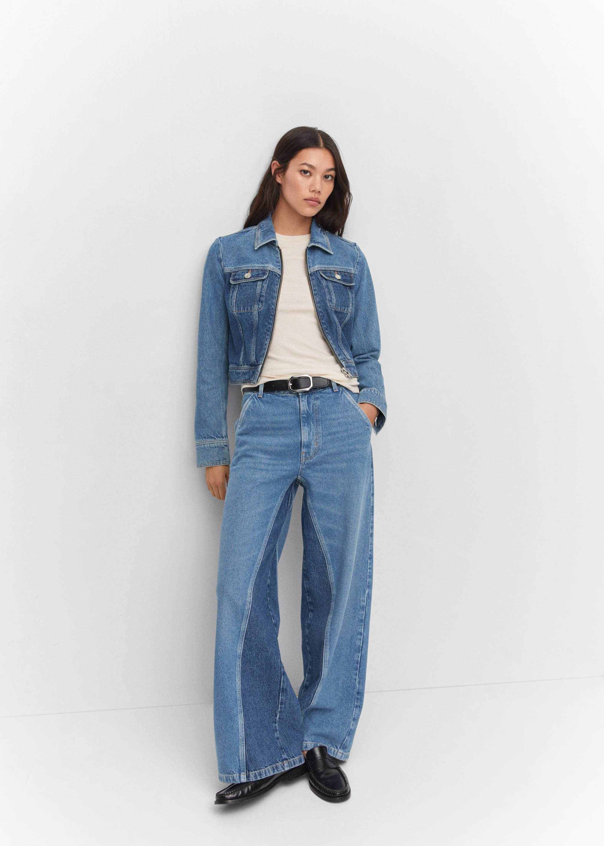 Two-tone wide leg jeans - Details of the article 2