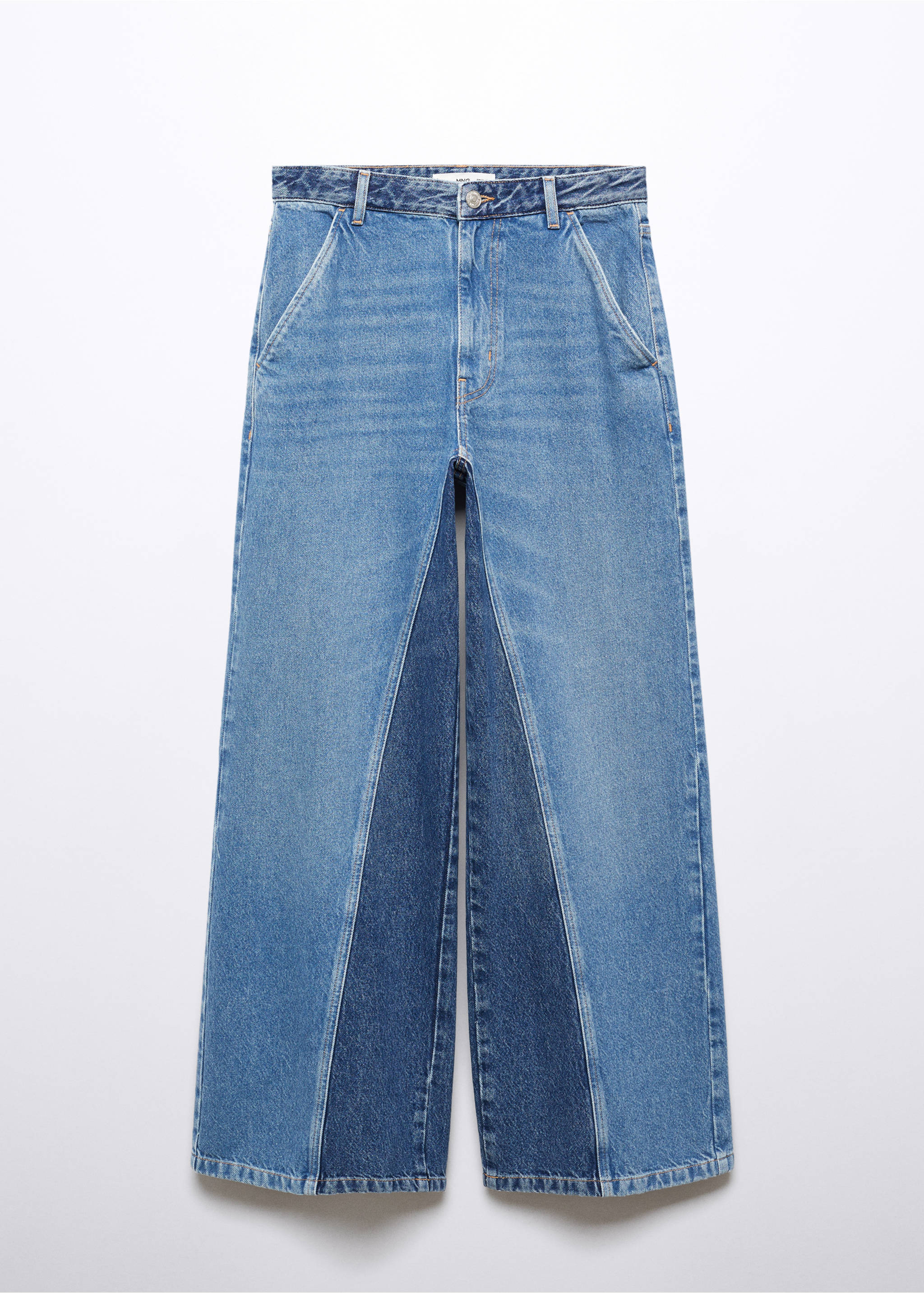 Two-tone wide leg jeans - Article without model, Medium Blue. Ref: 57094779-00.