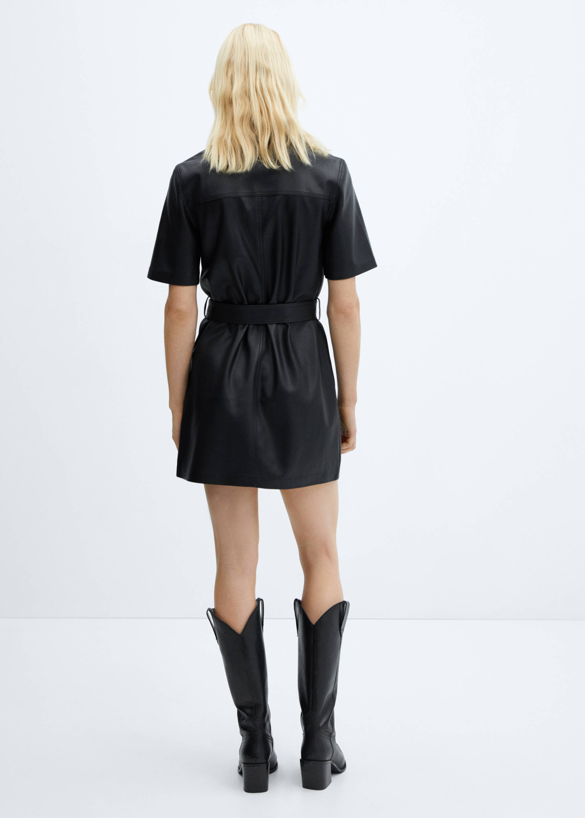 Faux-leather shirt dress - Reverse of the article