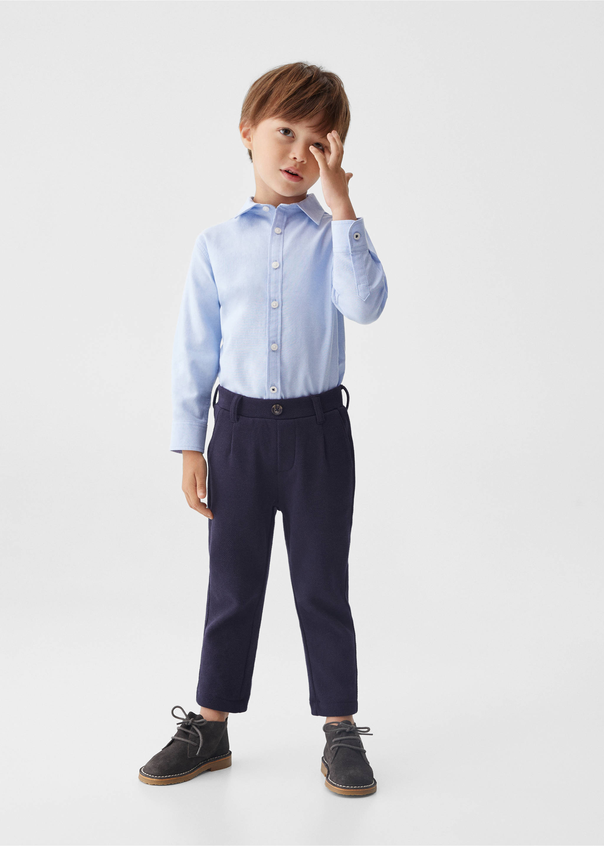 Textured slim fit suit trousers - General plane, Dark Navy. Ref: 57095139-00.