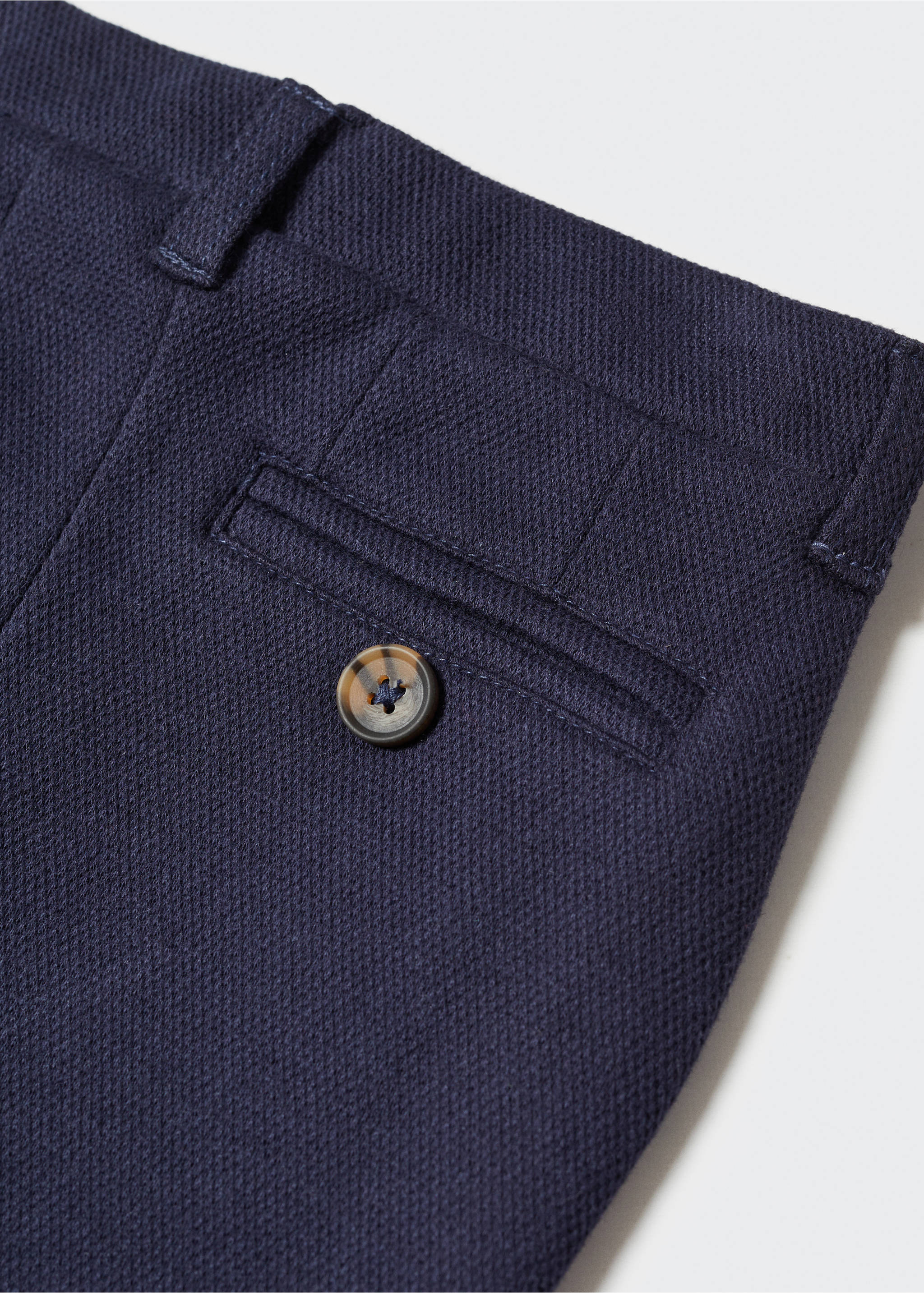 Textured slim fit suit trousers - Details of the article 8, Dark Navy. Ref: 57095139-00.