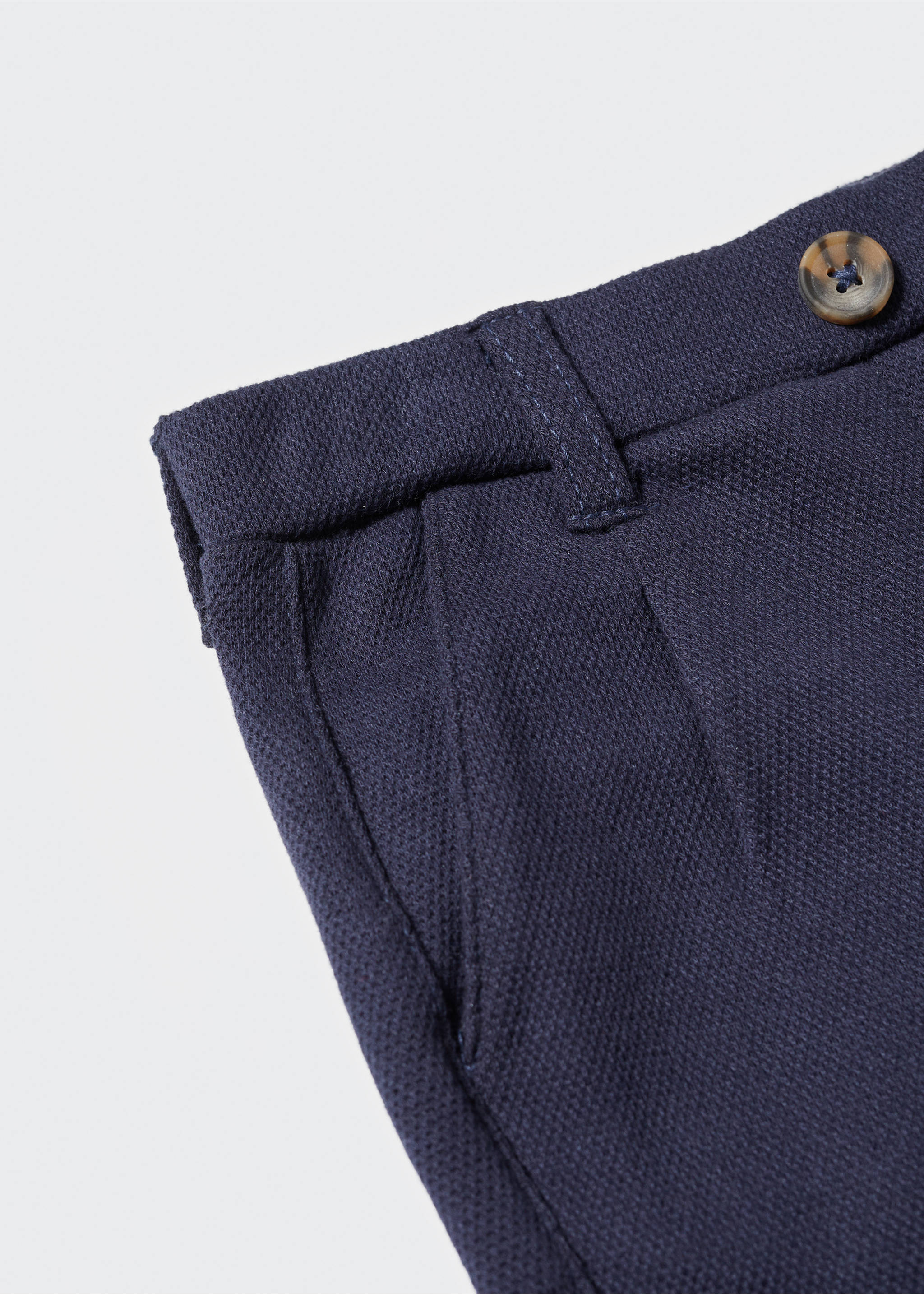 Textured slim fit suit trousers - Details of the article 0, Dark Navy. Ref: 57095139-00.
