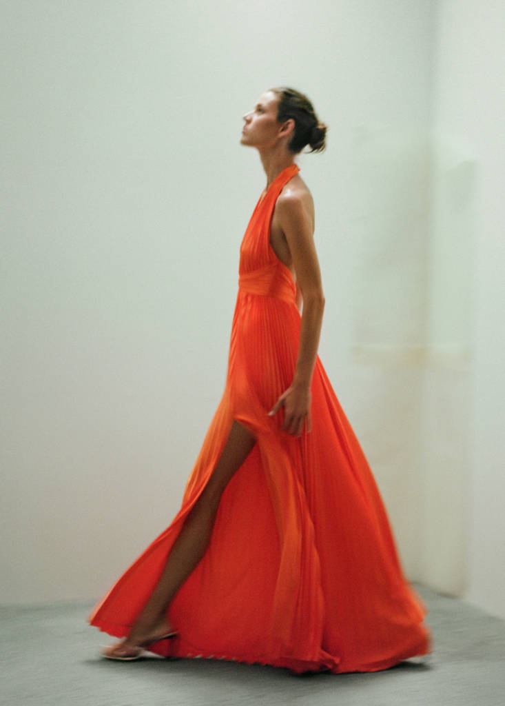 mango orange dress maxi MANGO - Floral Dress with metallic cutout Orange