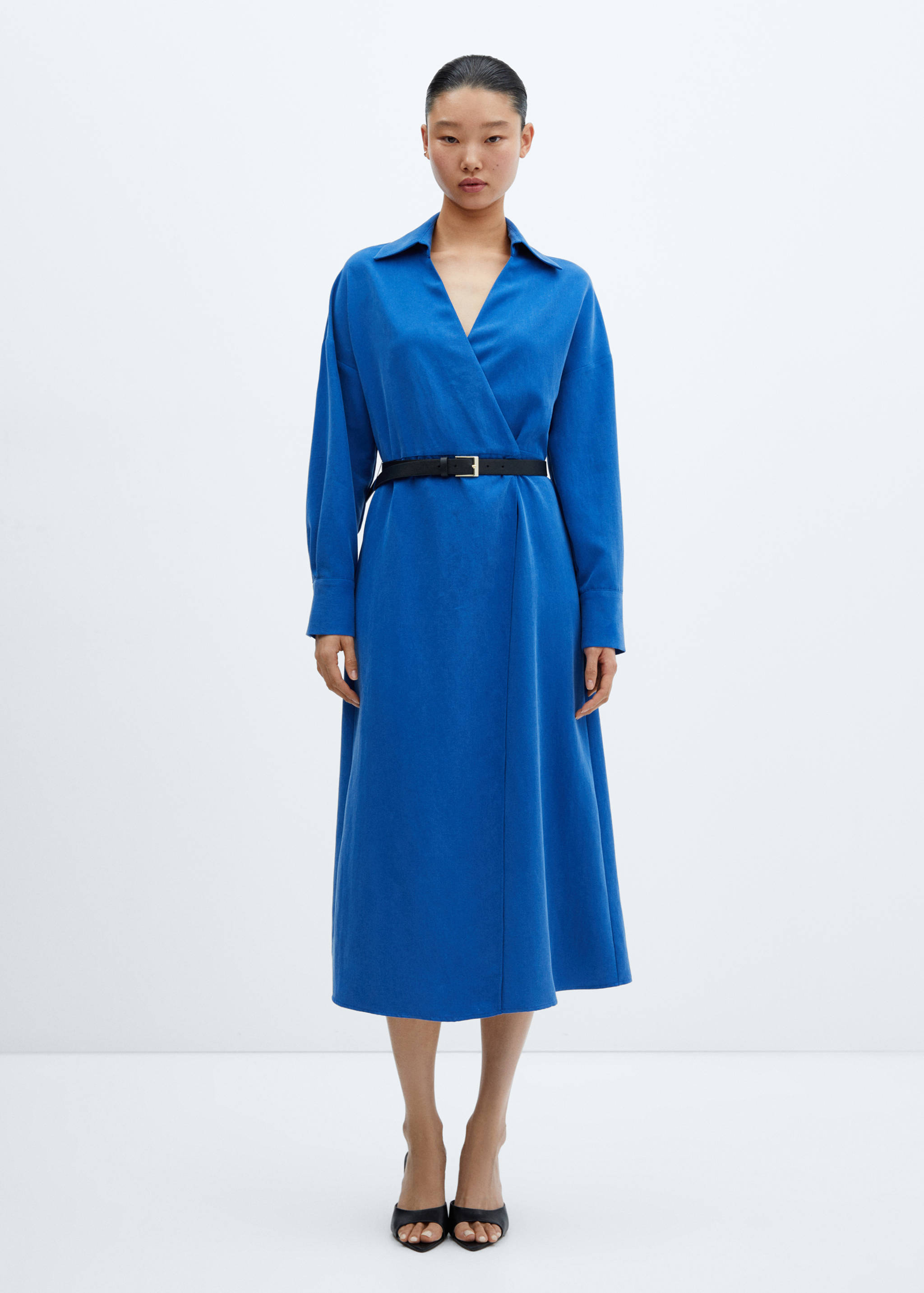 Vestido camisero cinturón - Plano general