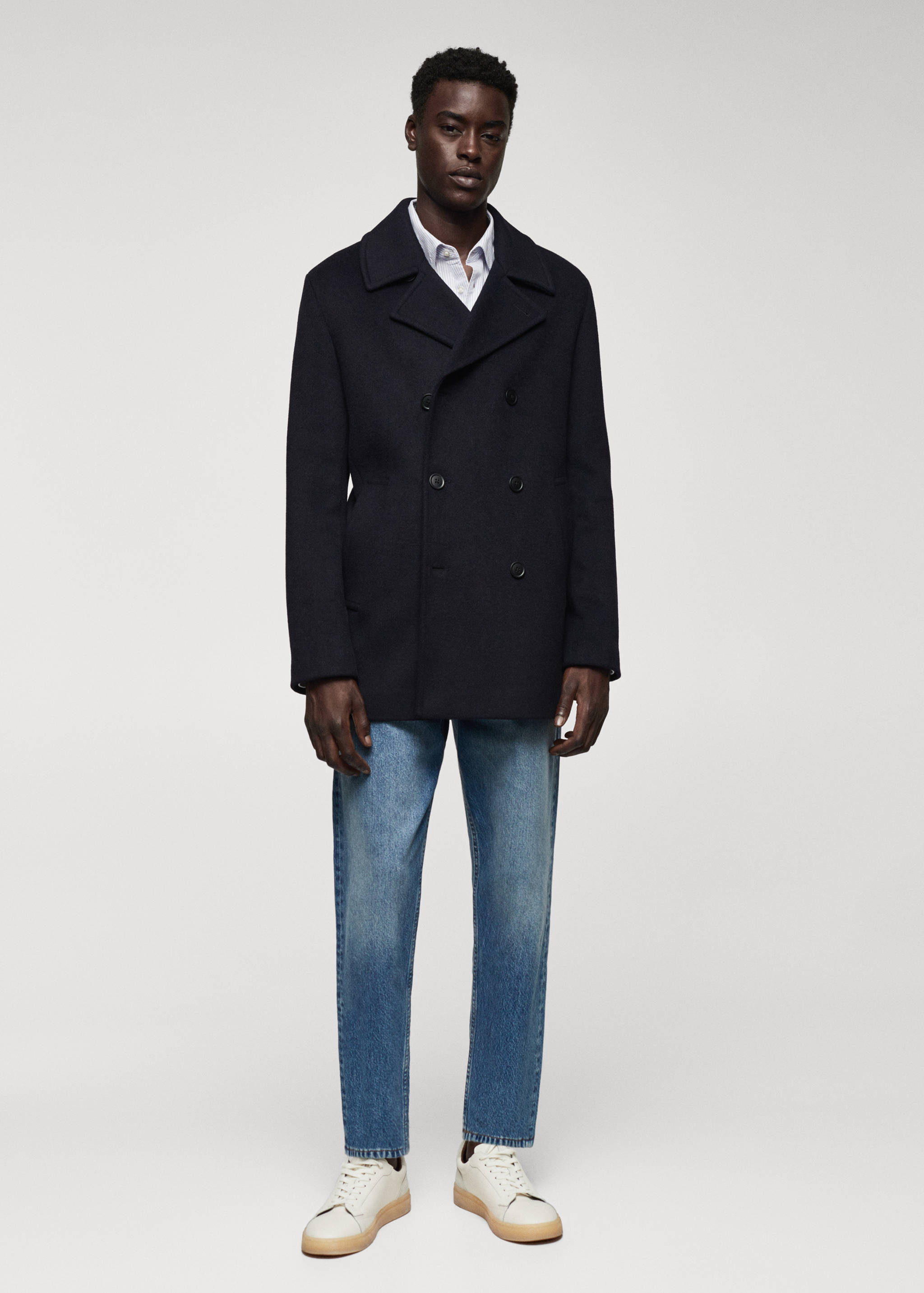 Manteau croisé laine recyclée - Plan général