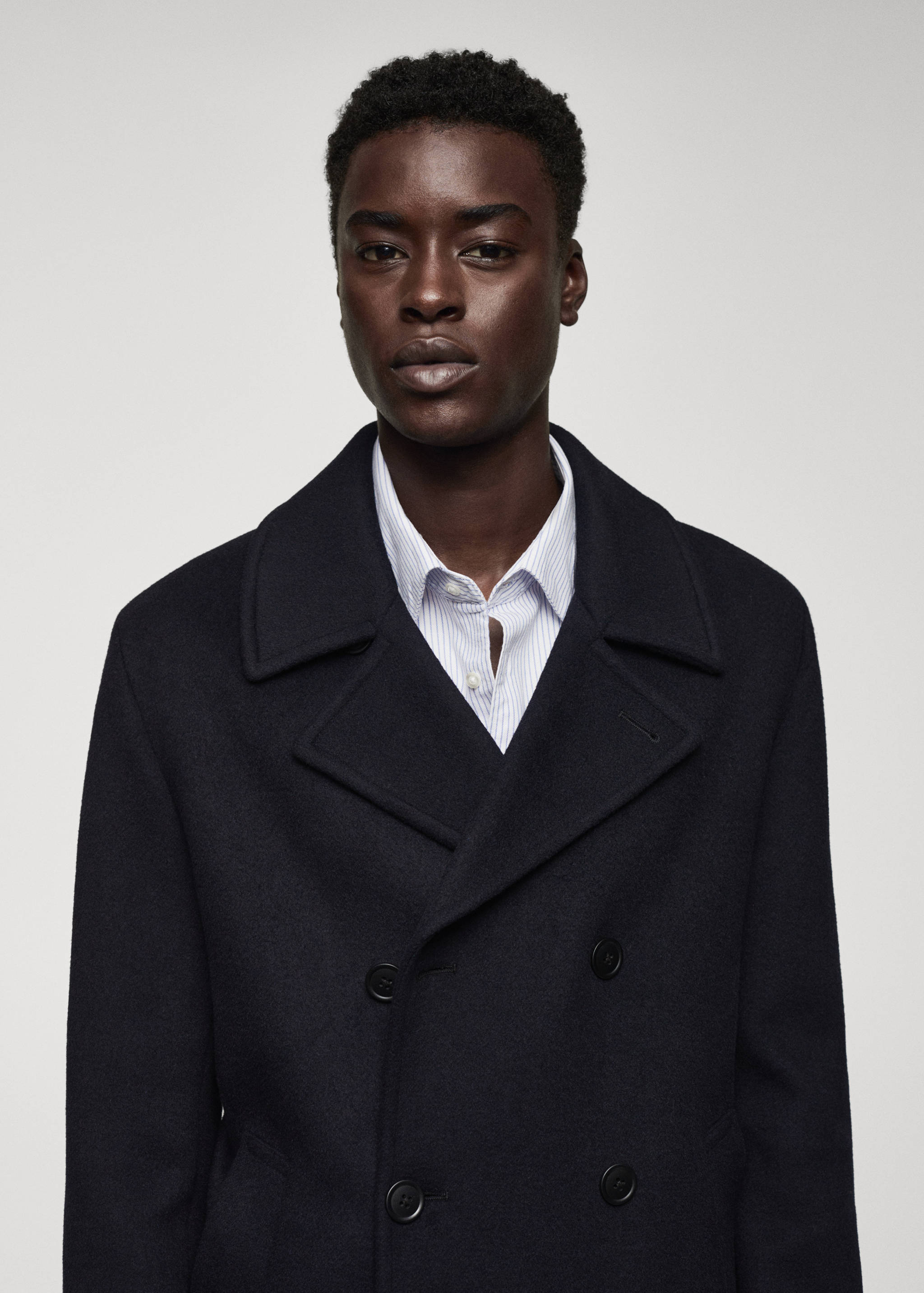 Manteau croisé laine recyclée - Détail de l'article 1