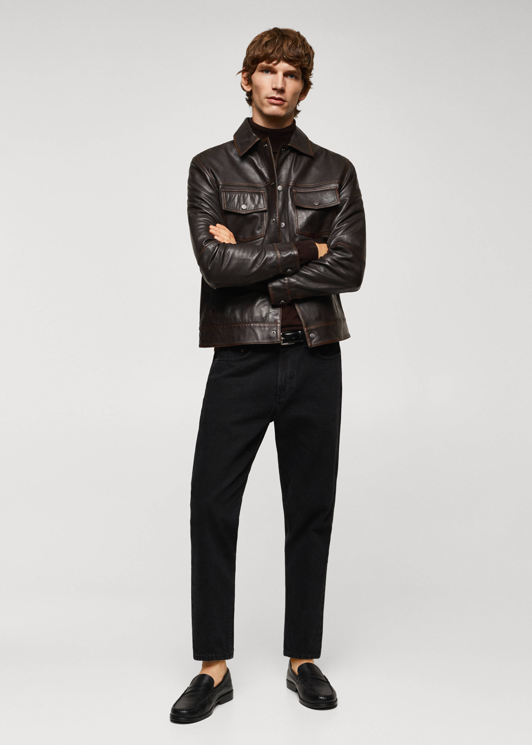 Blouson cuir effet usé - Plan général