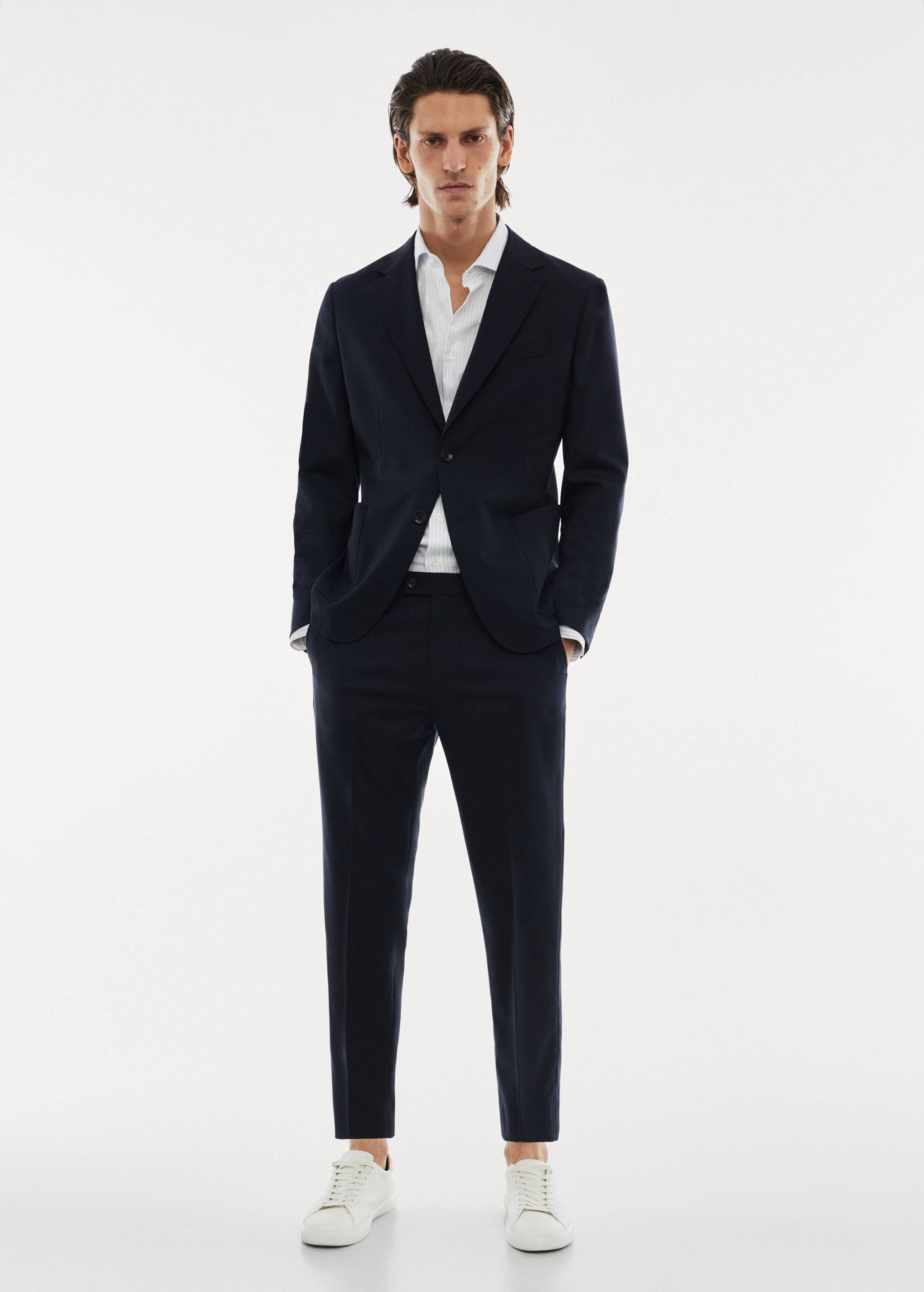 Stretch virgin wool suit jacket - General plane
