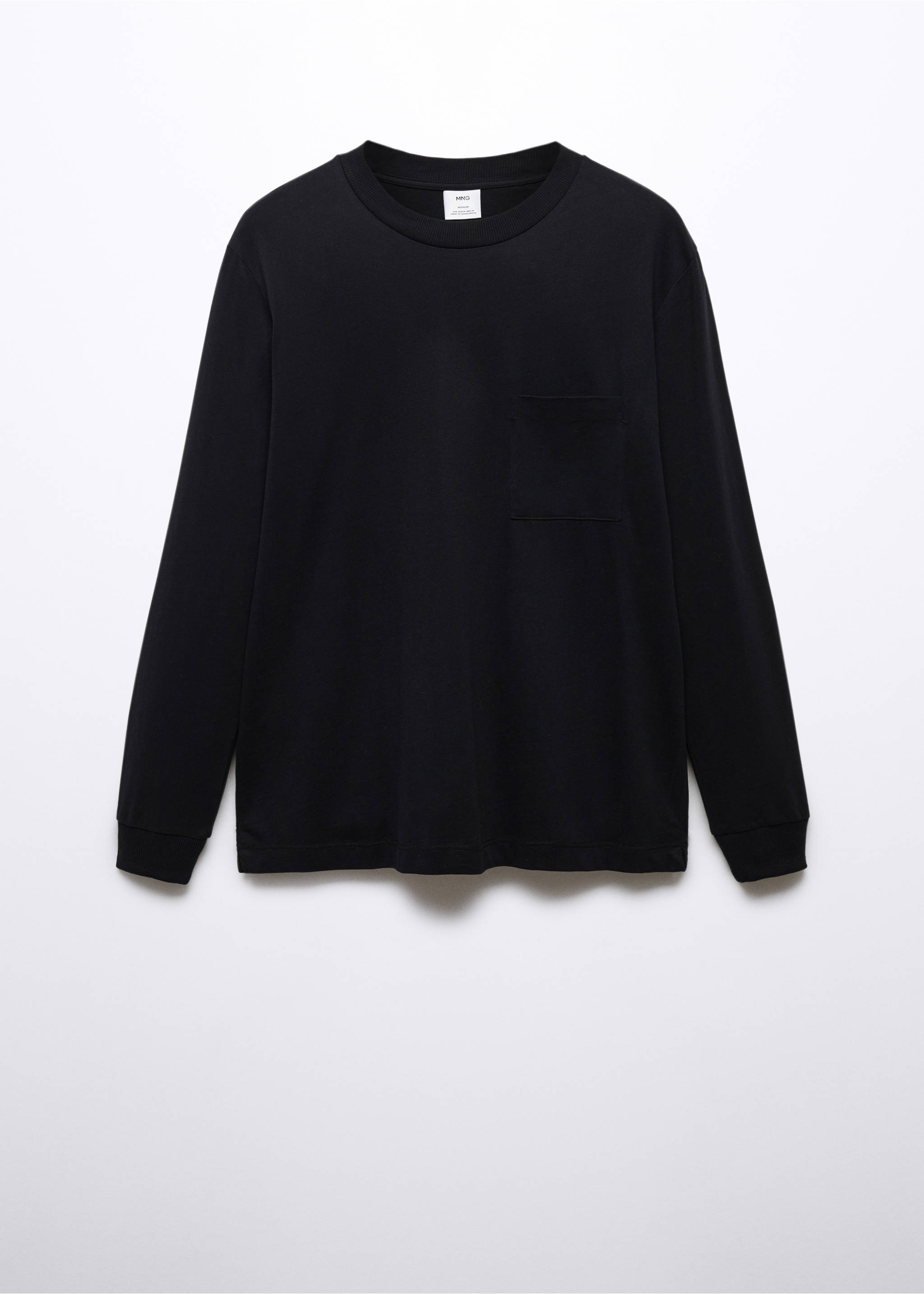 Long-sleeved t-shirt with pockets - Article without model, Black. Ref: 57095961-00.
