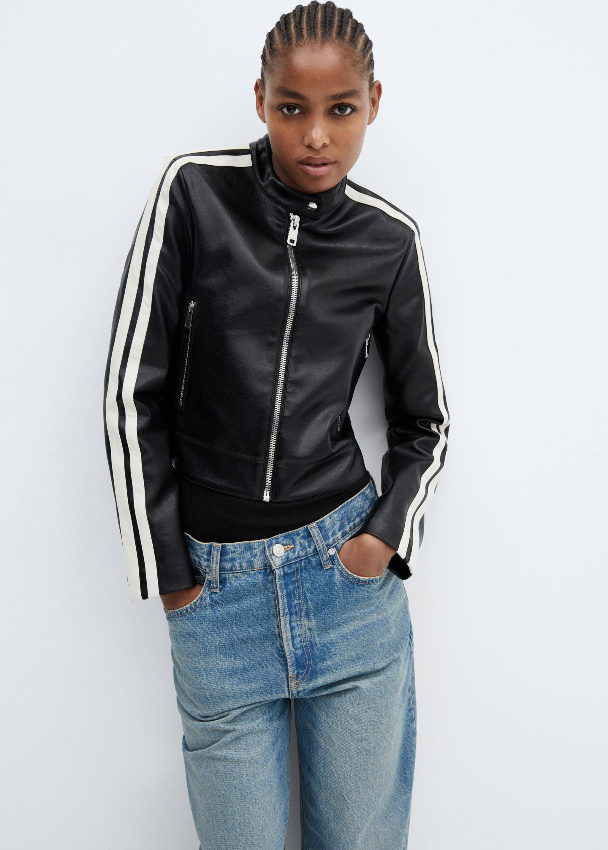 Faux-leather biker jacket - Medium plane