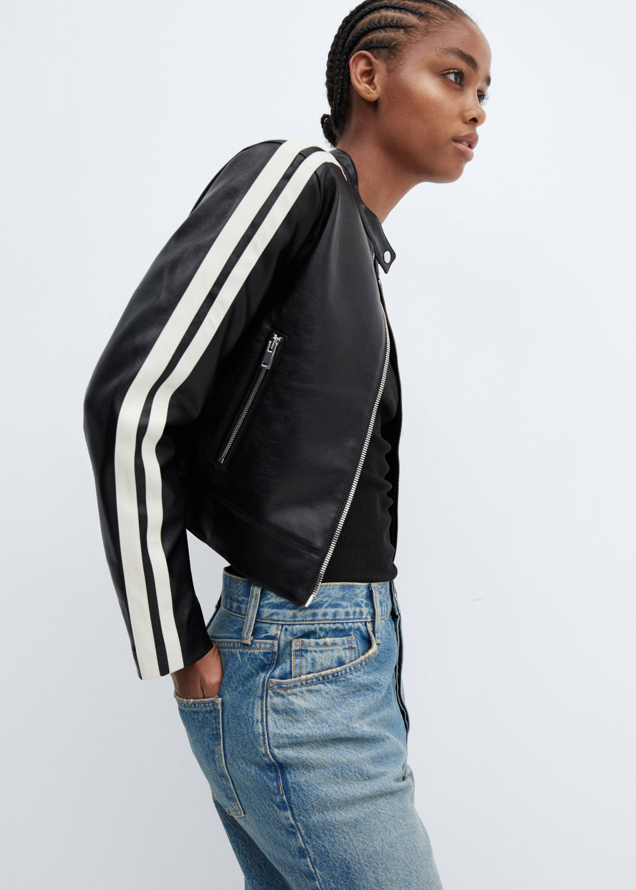 Faux-leather biker jacket - Details of the article 2