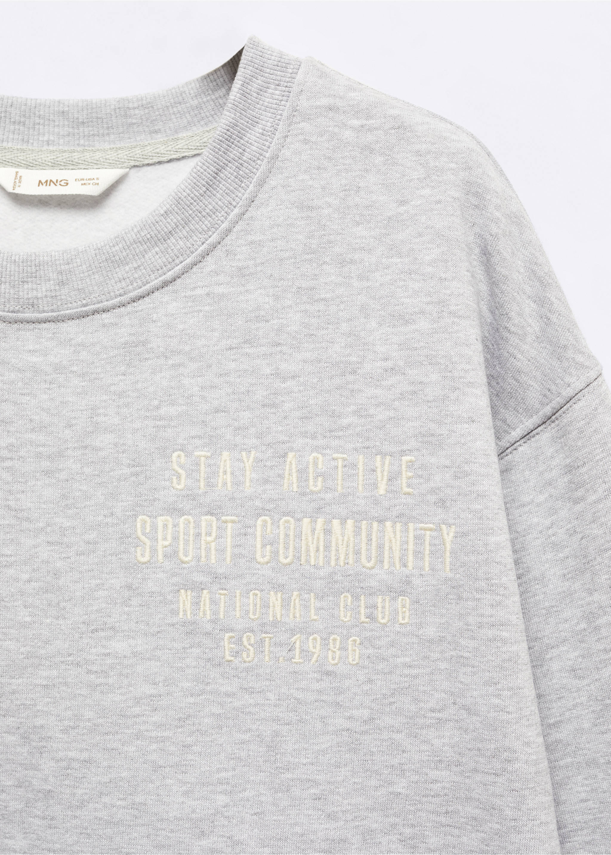 Printed message sweatshirt - Details of the article 8, Grey. Ref: 57095984-00.