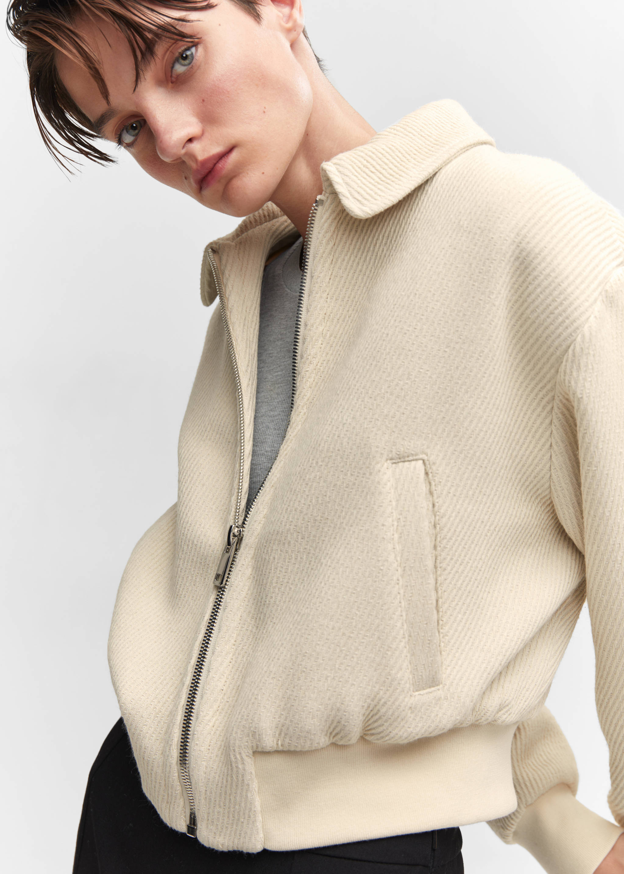 Textured bomber jacket - Women | MANGO OUTLET USA