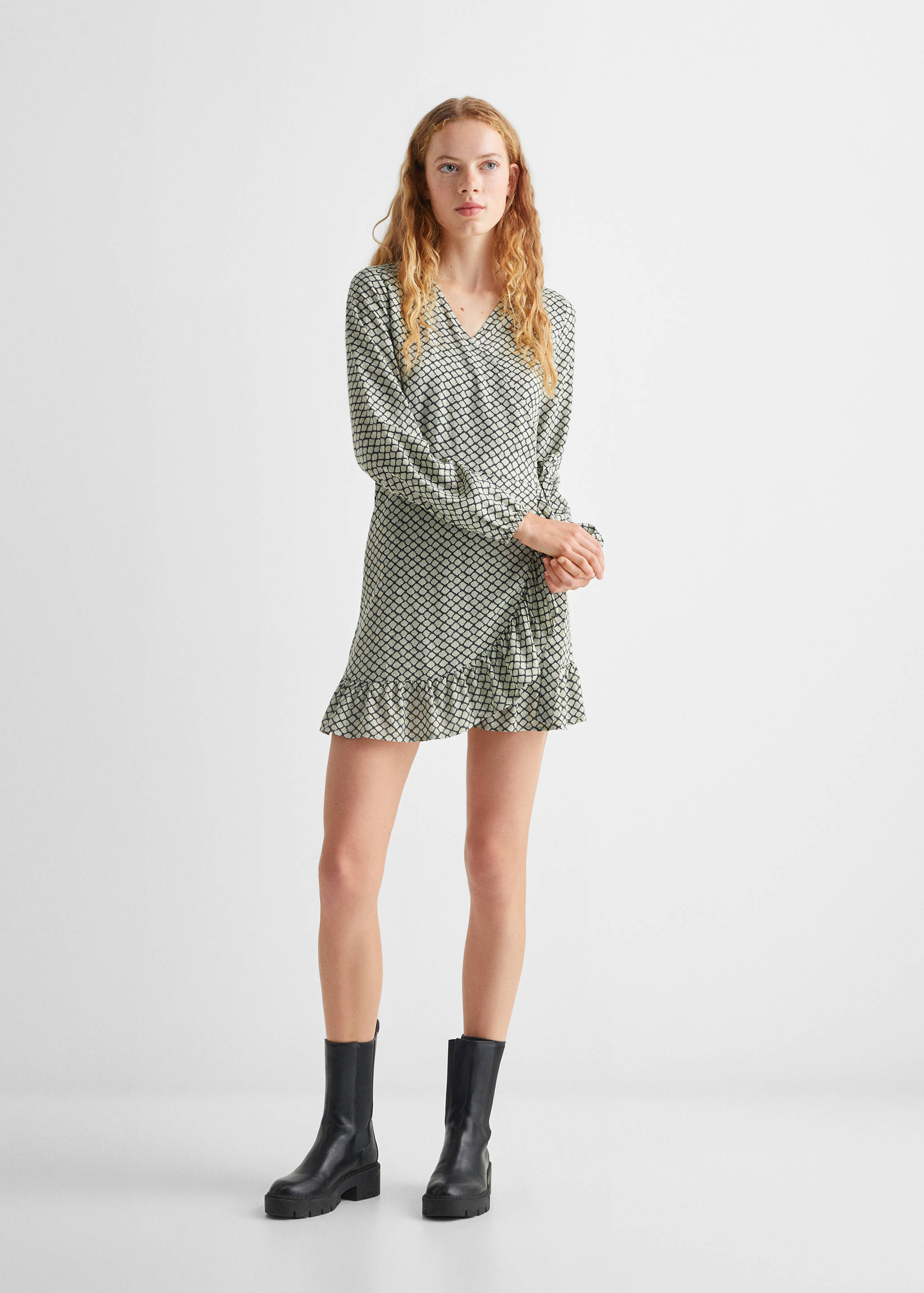 Ruffled printed dress - General plane