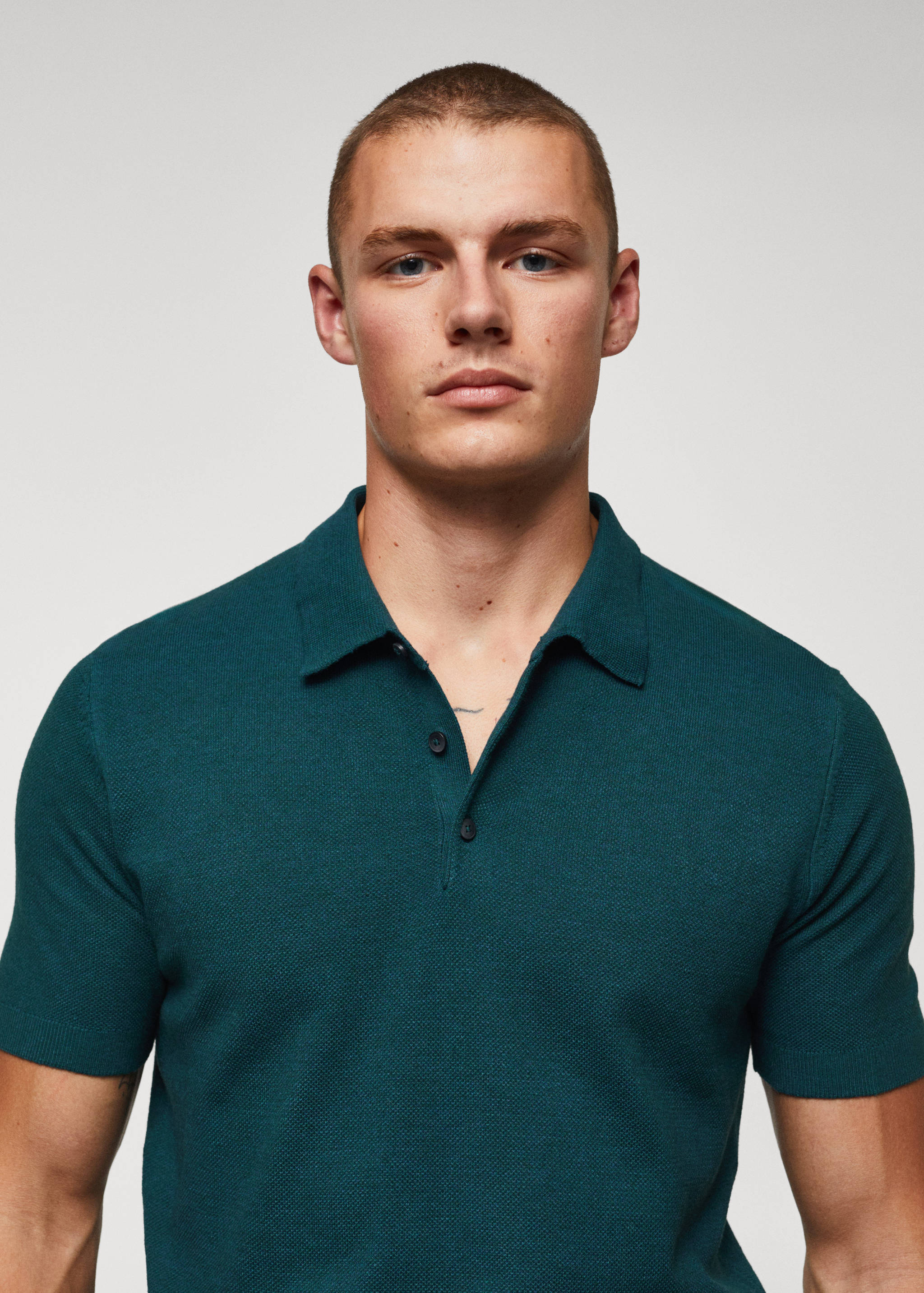 Structured knit cotton polo - Details of the article 1