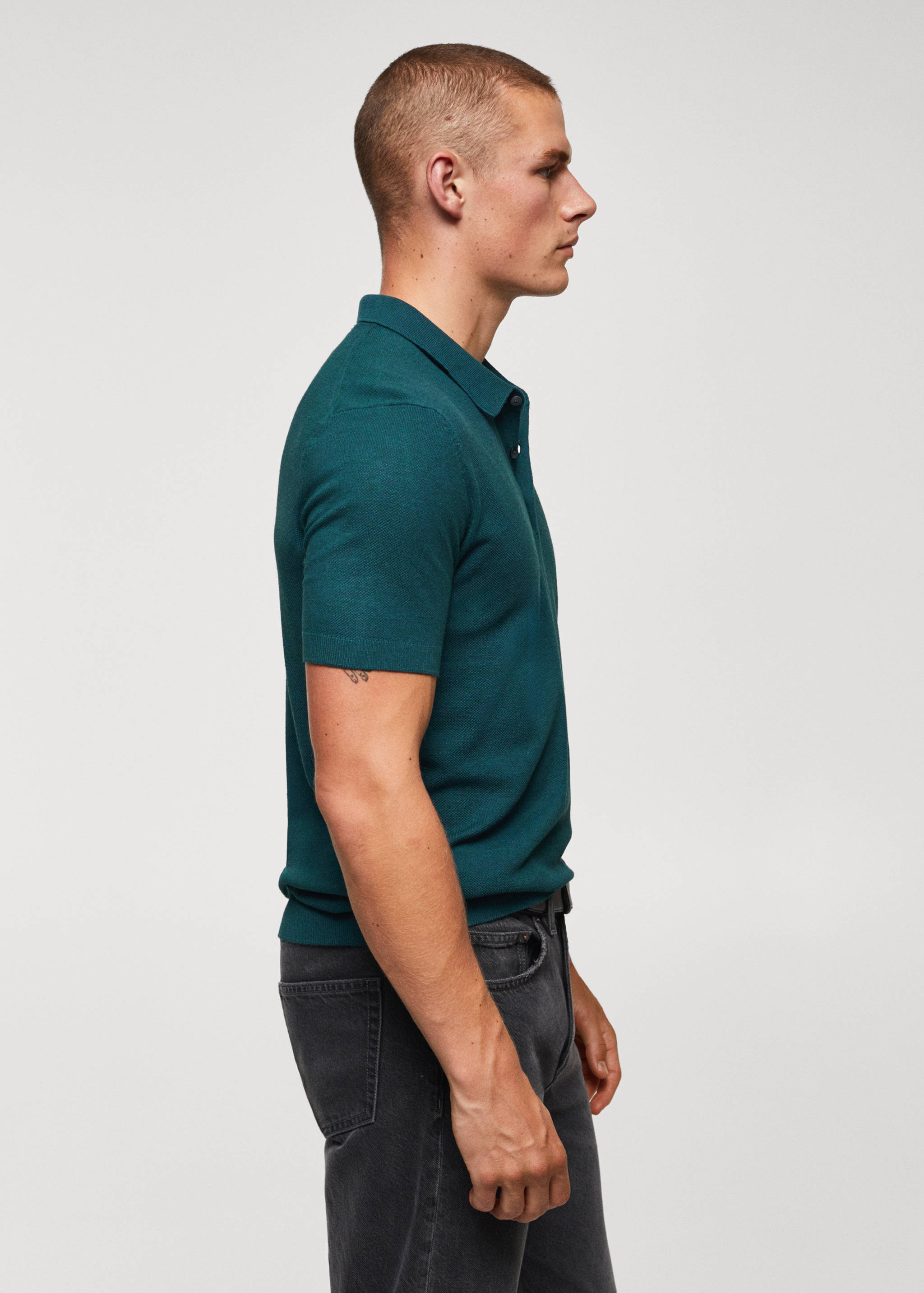 Structured knit cotton polo - Details of the article 2