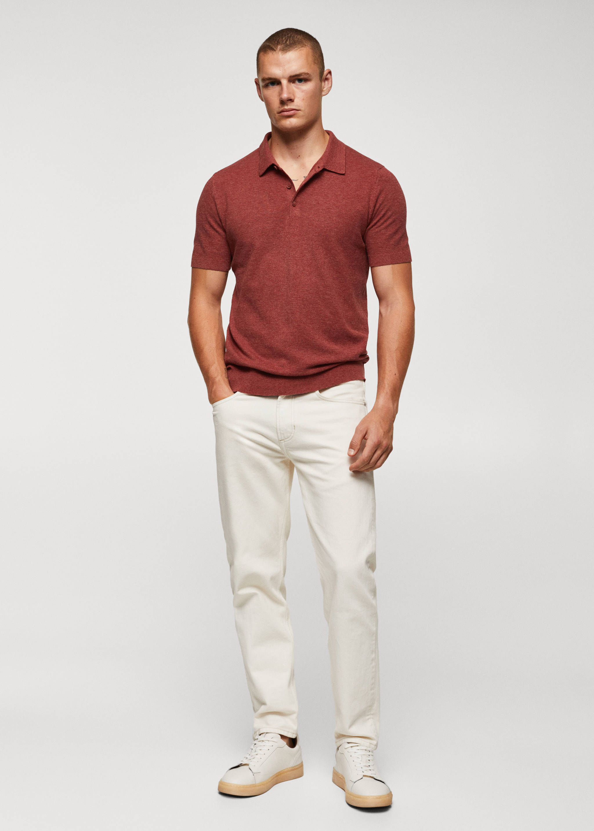 Structured knit cotton polo - General plane