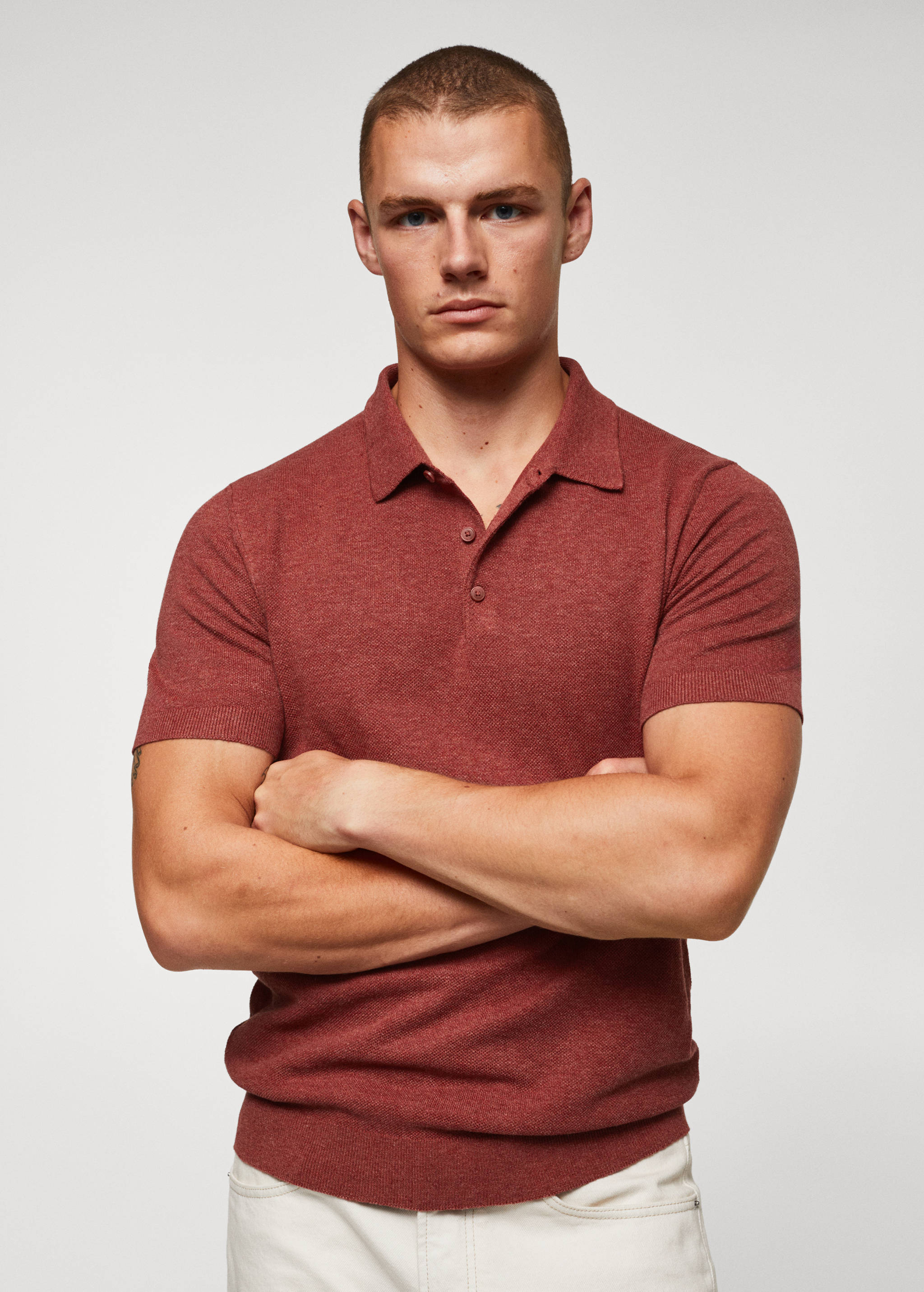 Structured knit cotton polo - Details of the article 1