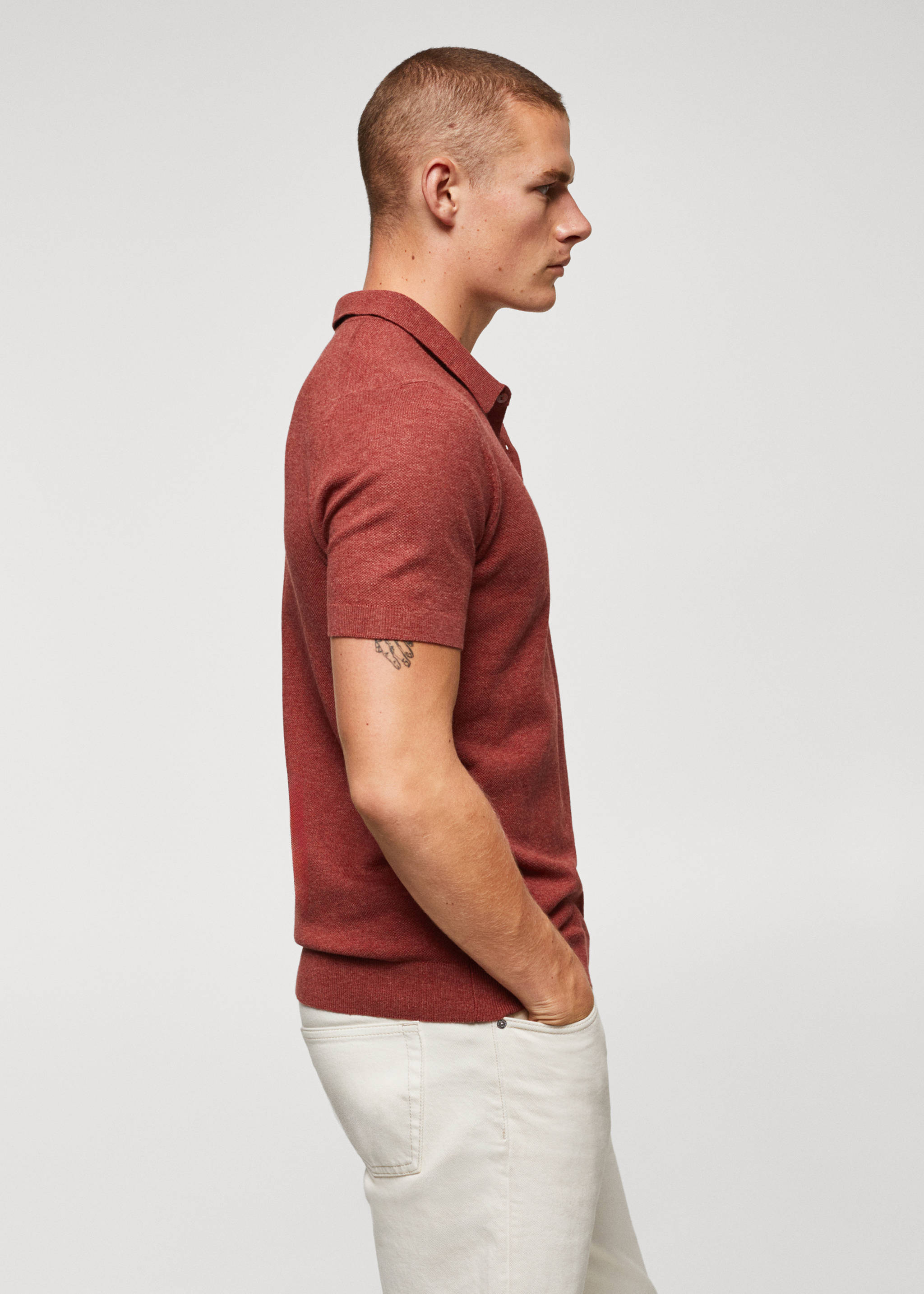 Structured knit cotton polo - Details of the article 2