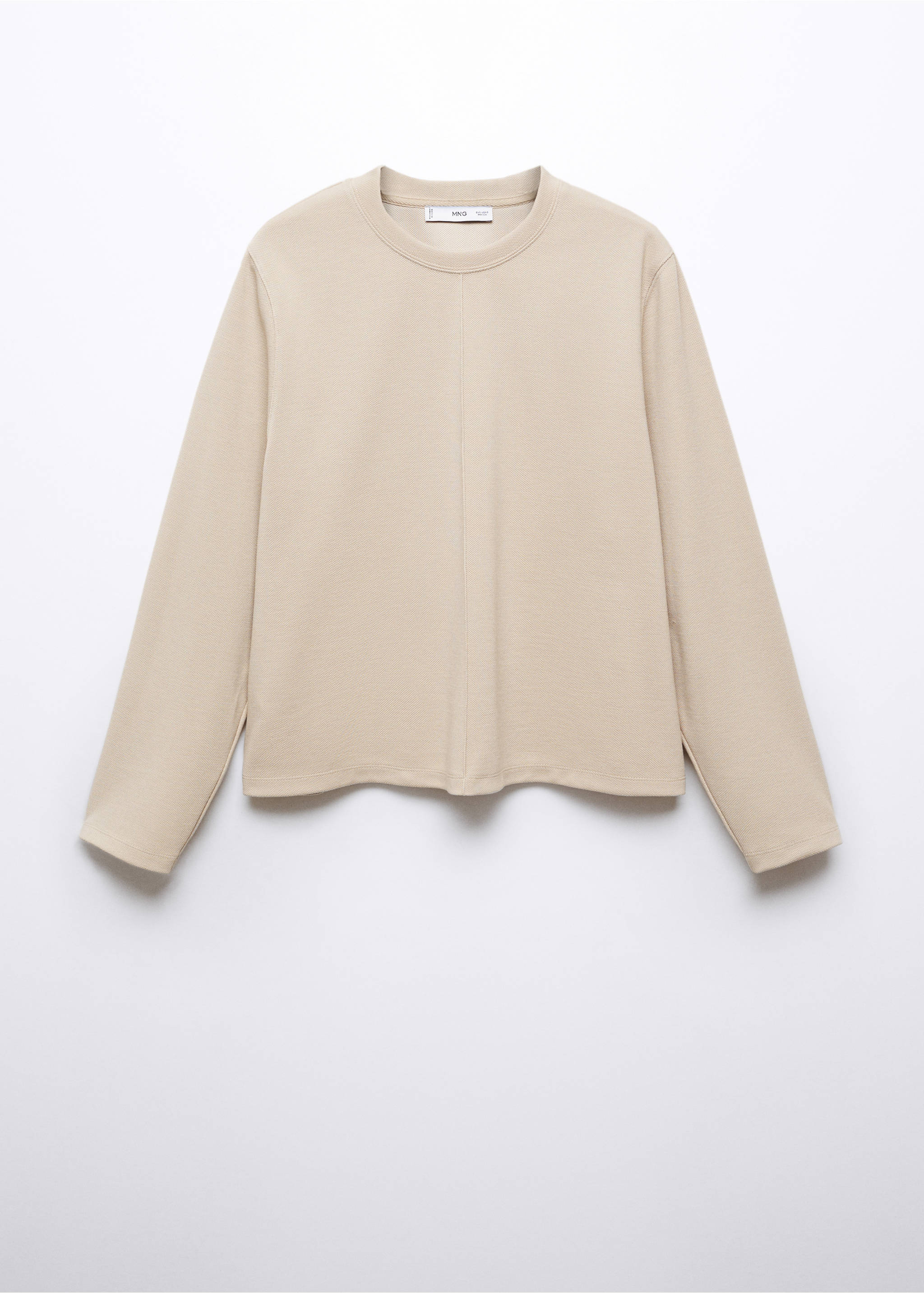 Sweatshirt met sierstiksels - Artikel zonder model, Open beige. Ref: 57096711-00.